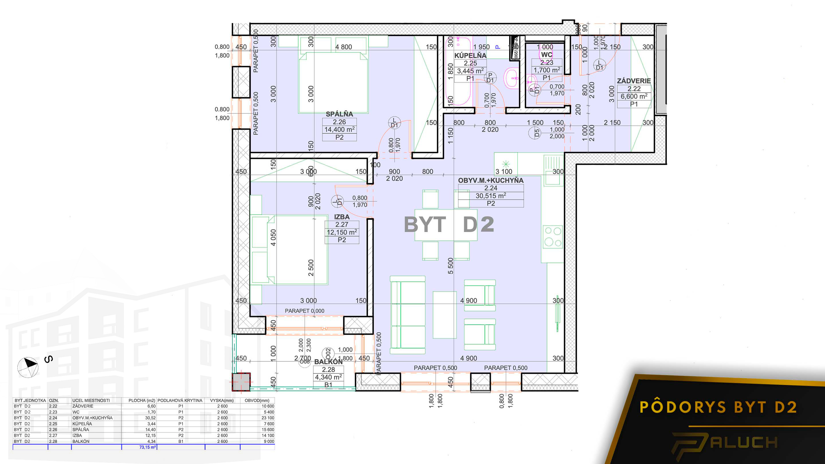 Rezidencia pod Kaštieľom - D2 - Pôdorys