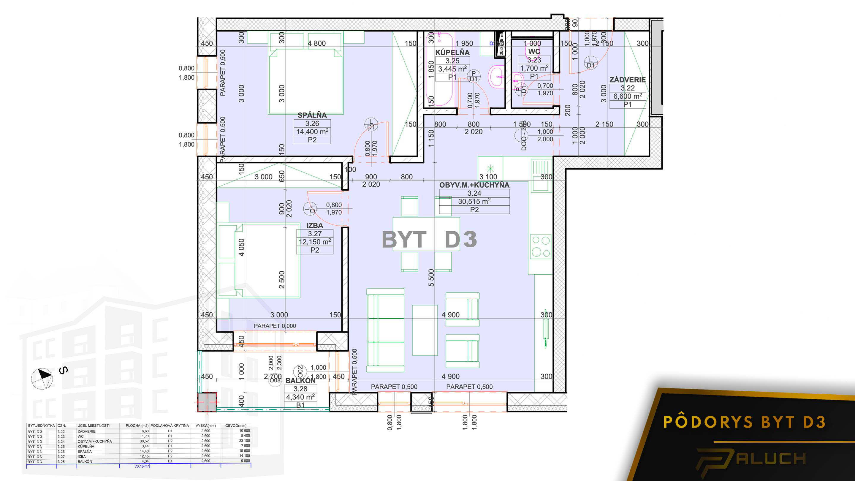 Rezidencia pod Kaštieľom - D3 - Pôdorys