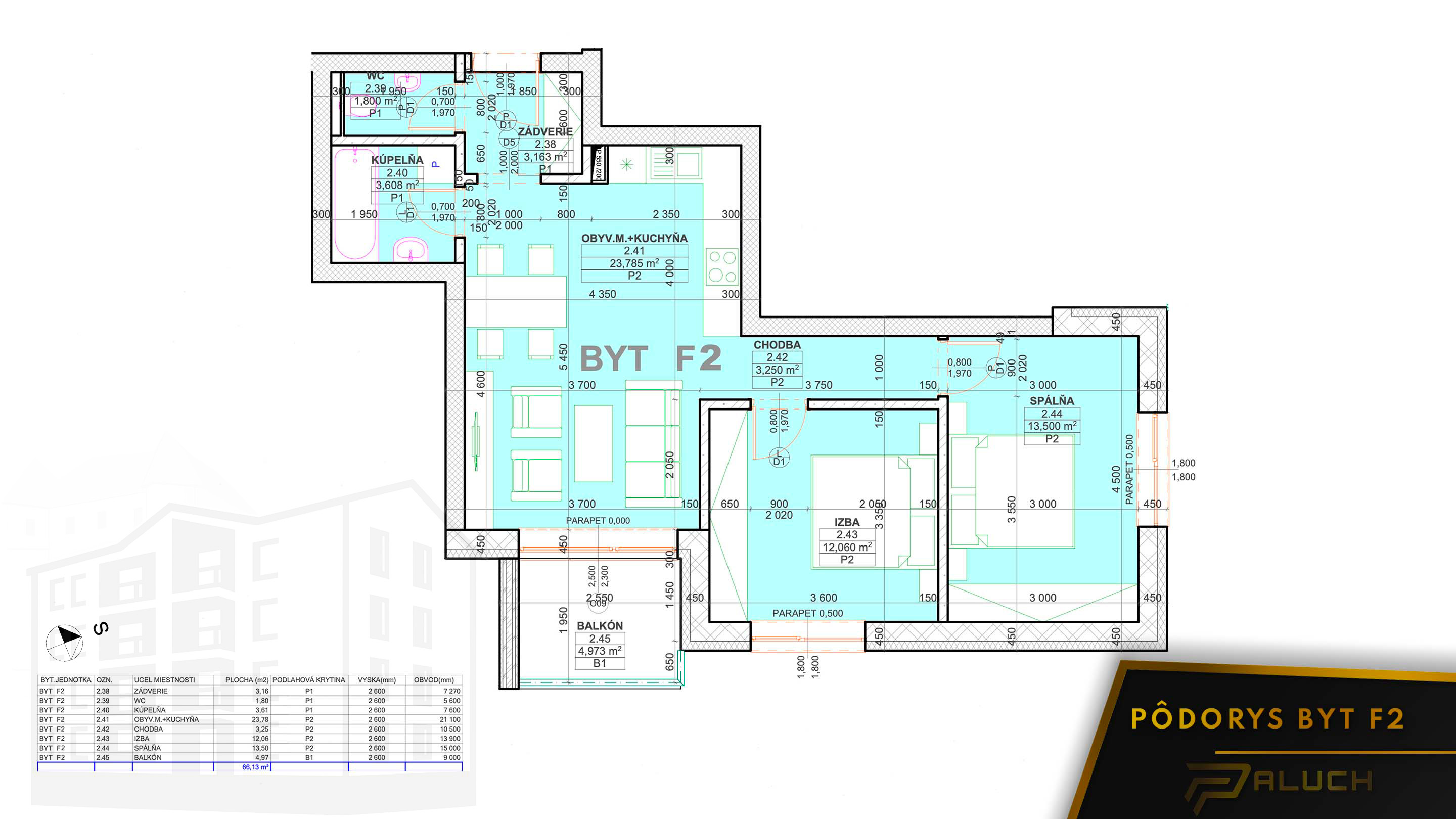 Rezidencia pod Kaštieľom - F2 - Pôdorys