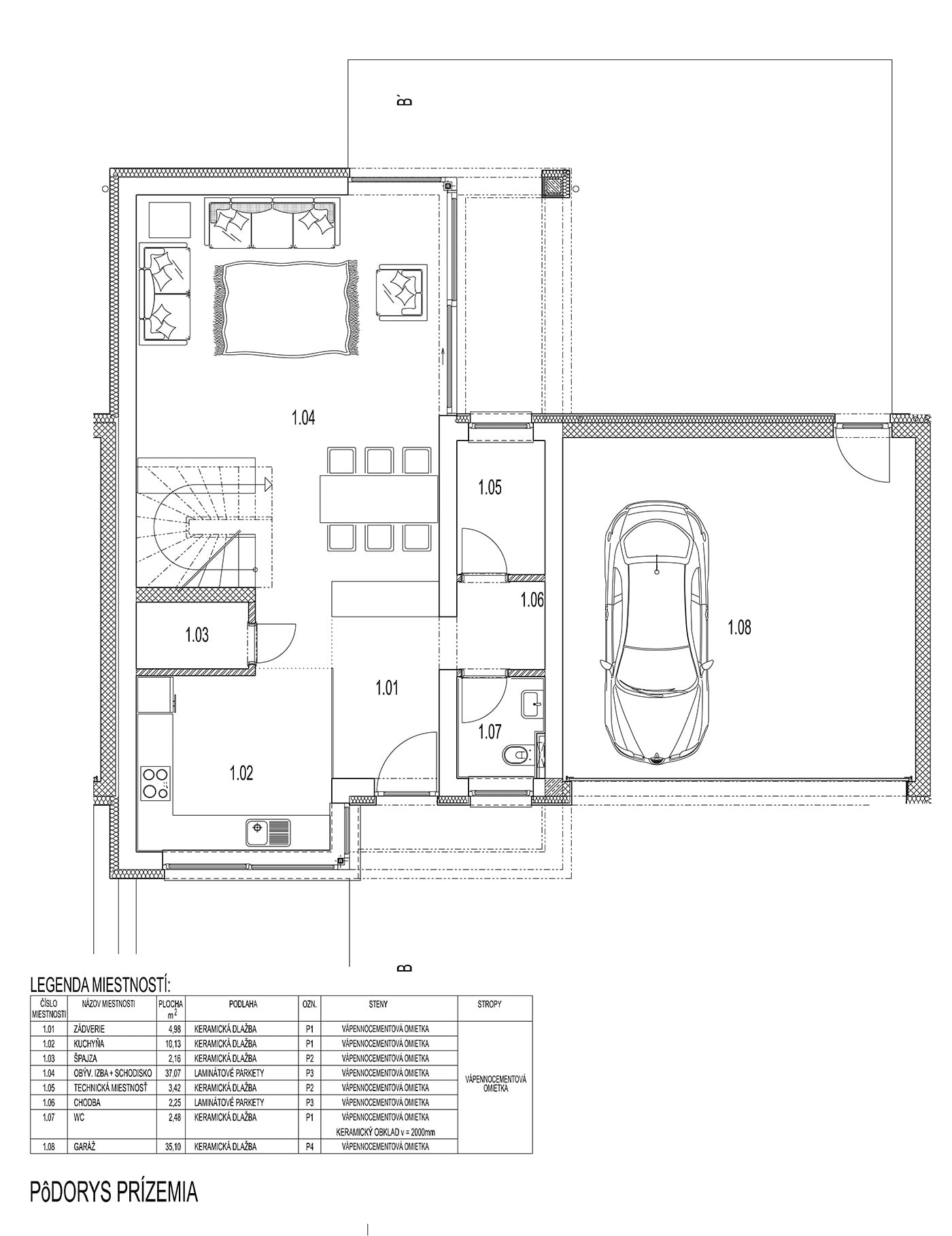 Studničný jarok - RD B3 - Pôdorys