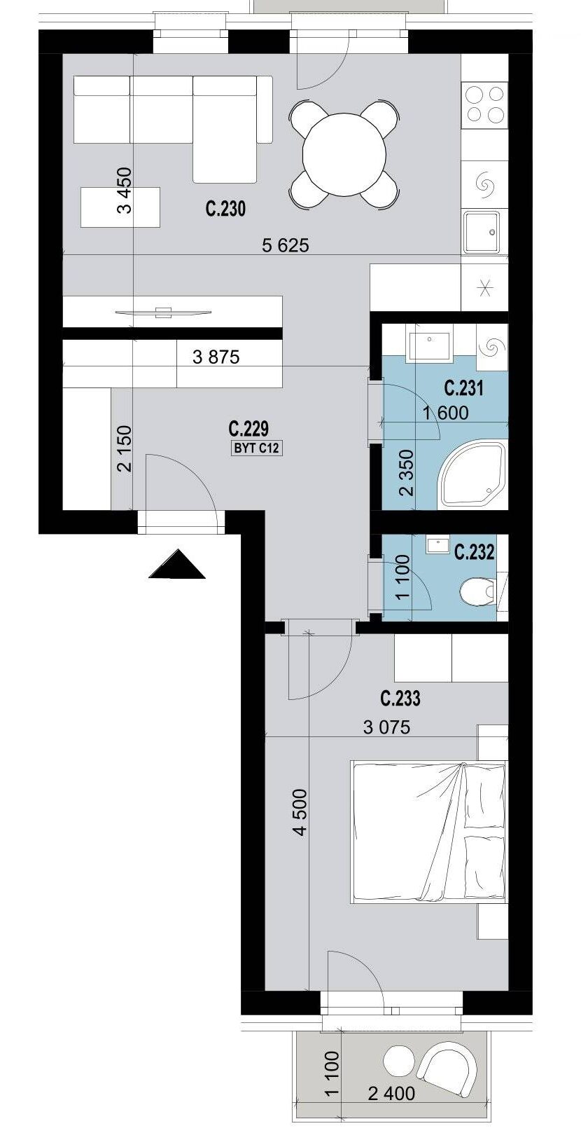 CENTRÁL Dojč - C12 - Pôdorys