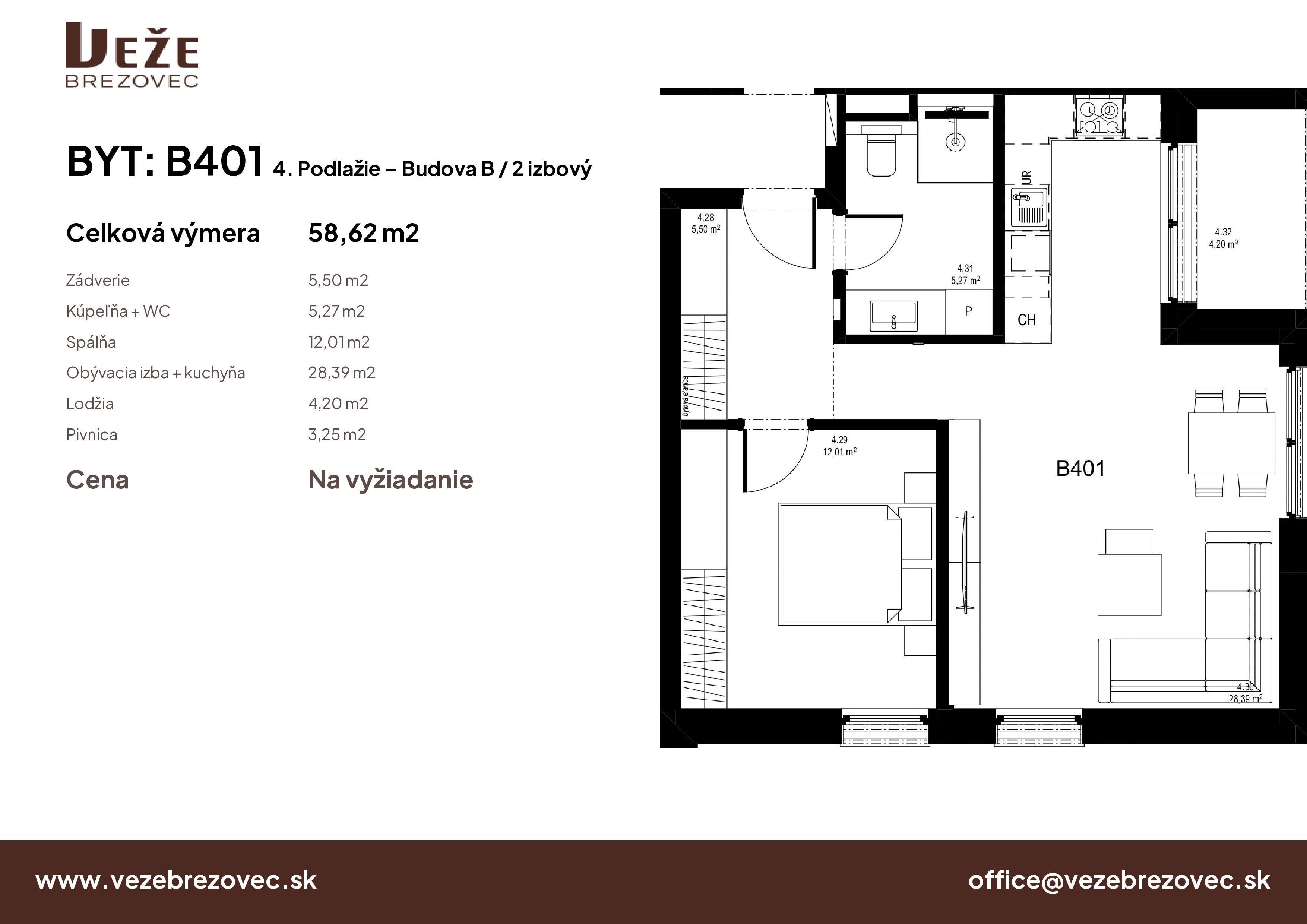 Veže Brezovec - B401 - Pôdorys
