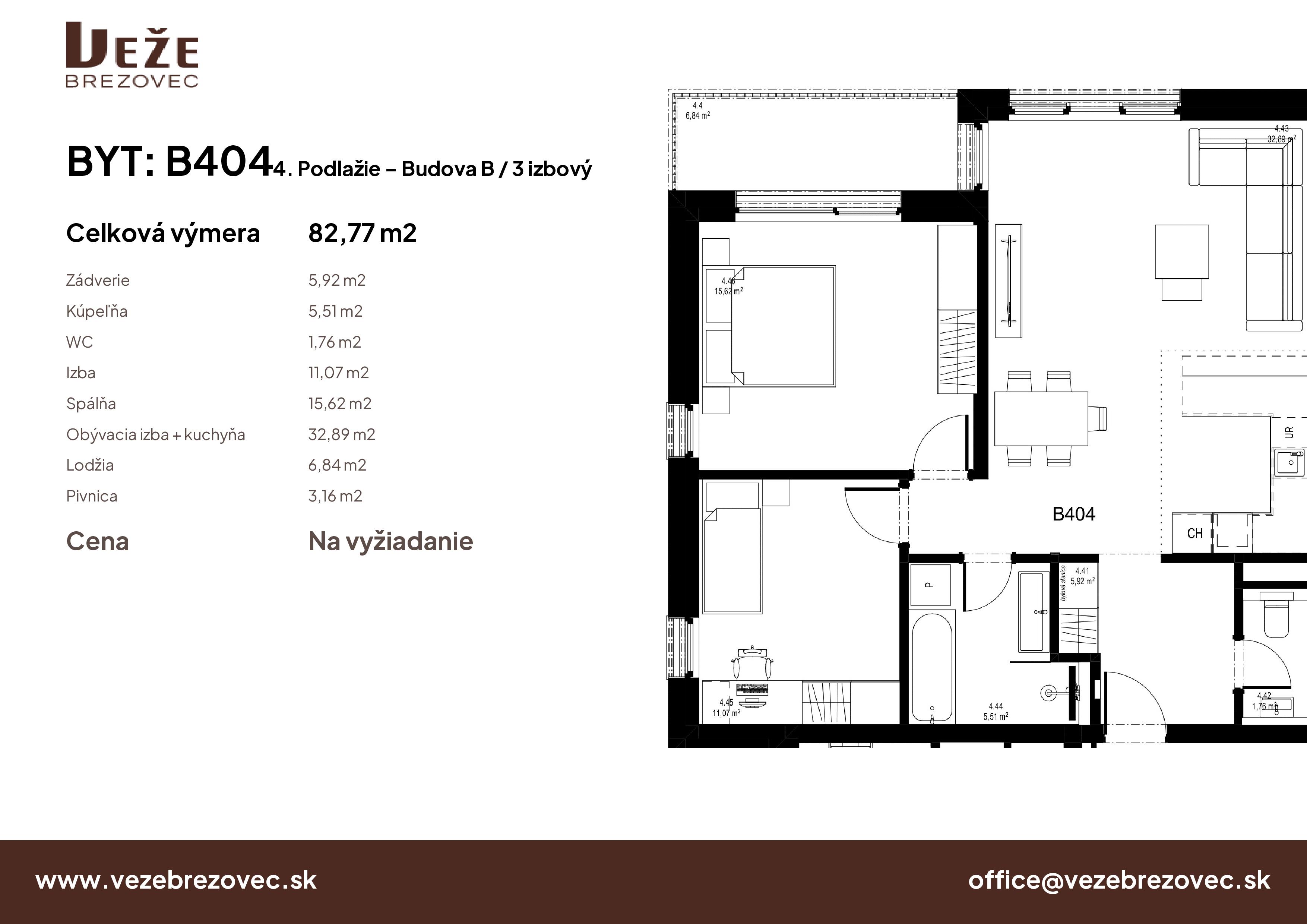 Veže Brezovec - B404 - Pôdorys