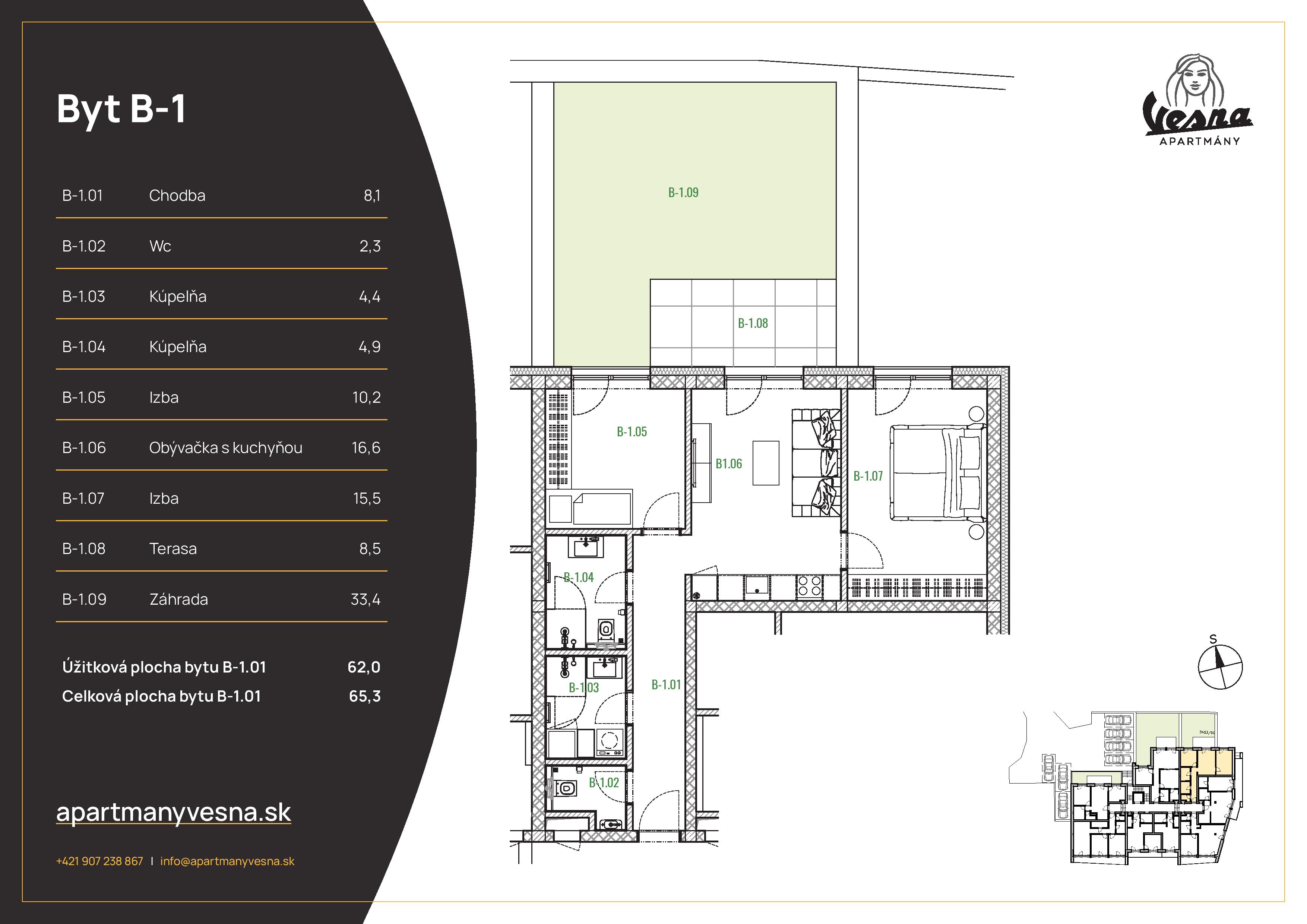 Apartmány Vesna - B-1 - Pôdorys