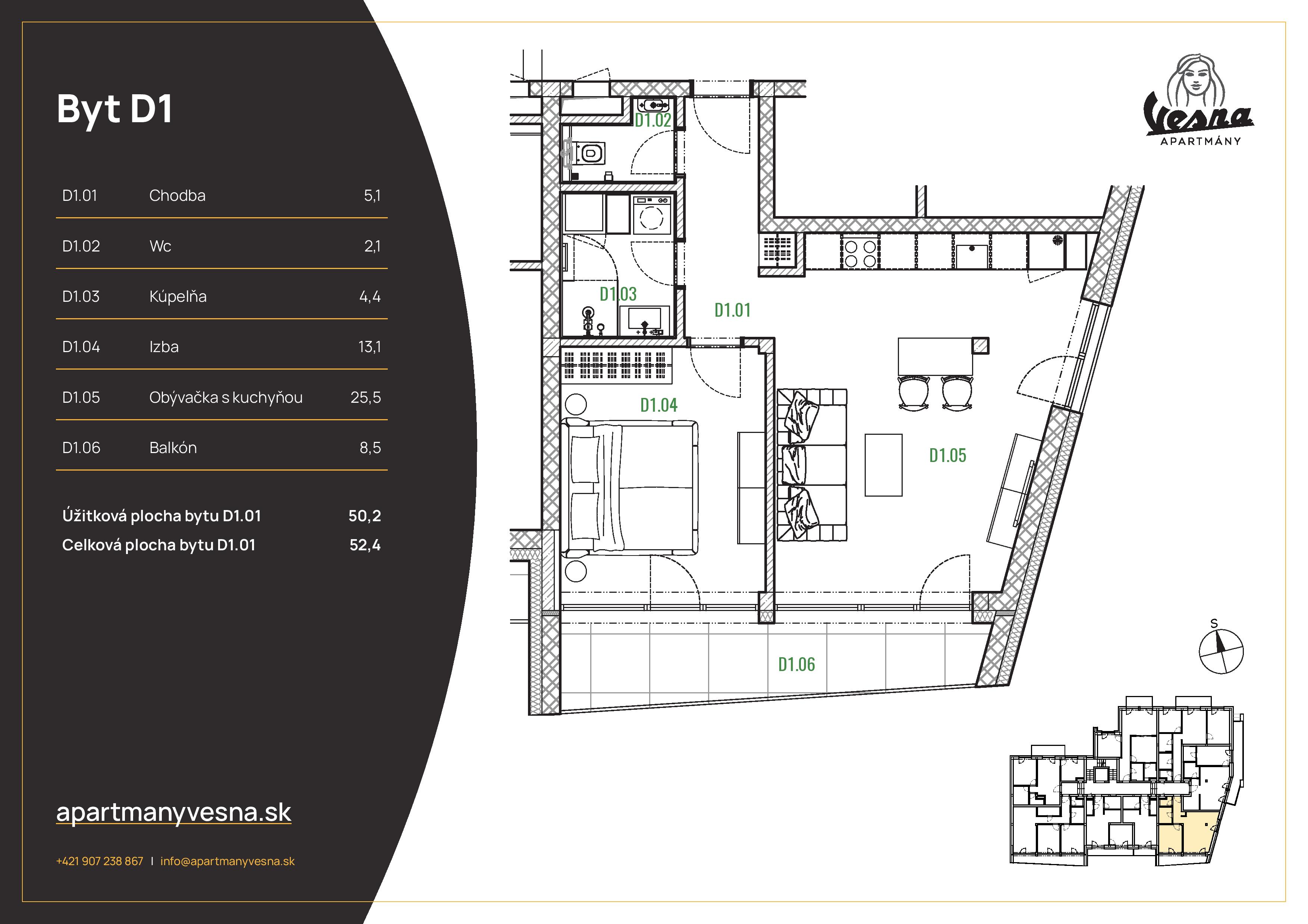 Apartmány Vesna - D1 - Pôdorys