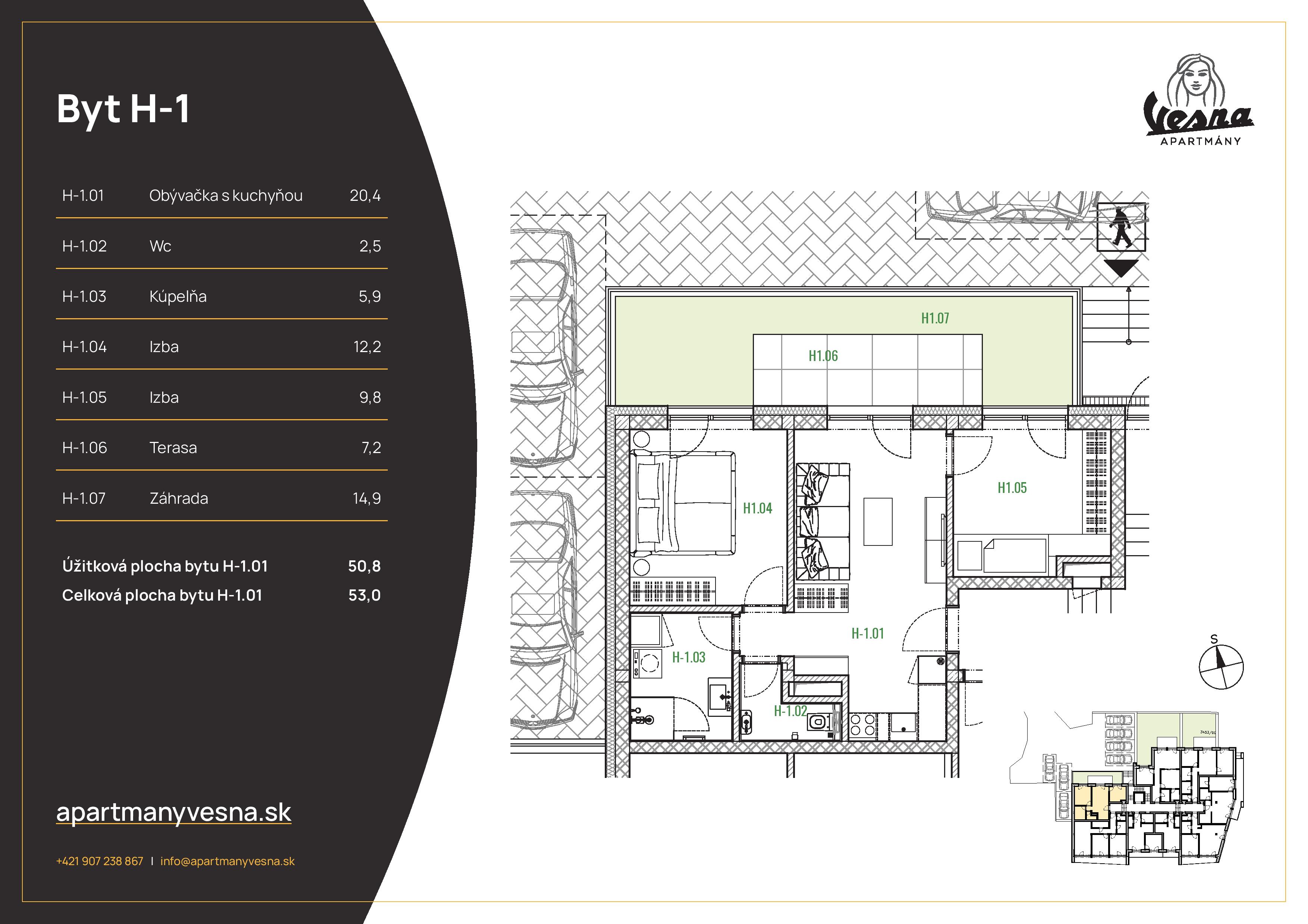 Apartmány Vesna - H-1 - Pôdorys