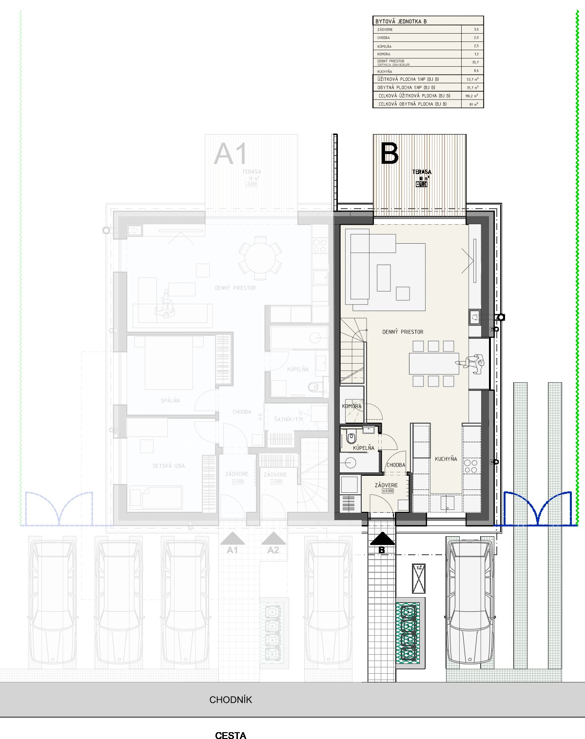 Pri Kaplnke - Mezonet B3 - Pôdorys