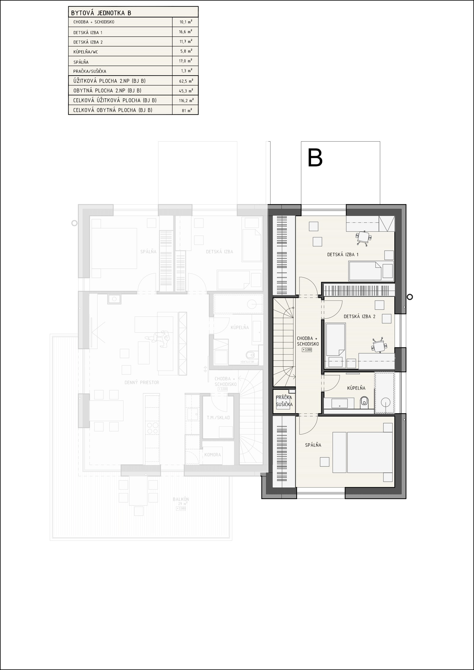 Pri Kaplnke - Mezonet B5 - Pôdorys