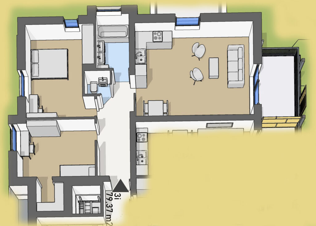 Dostupné bývanie DS - 46 - Pôdorys