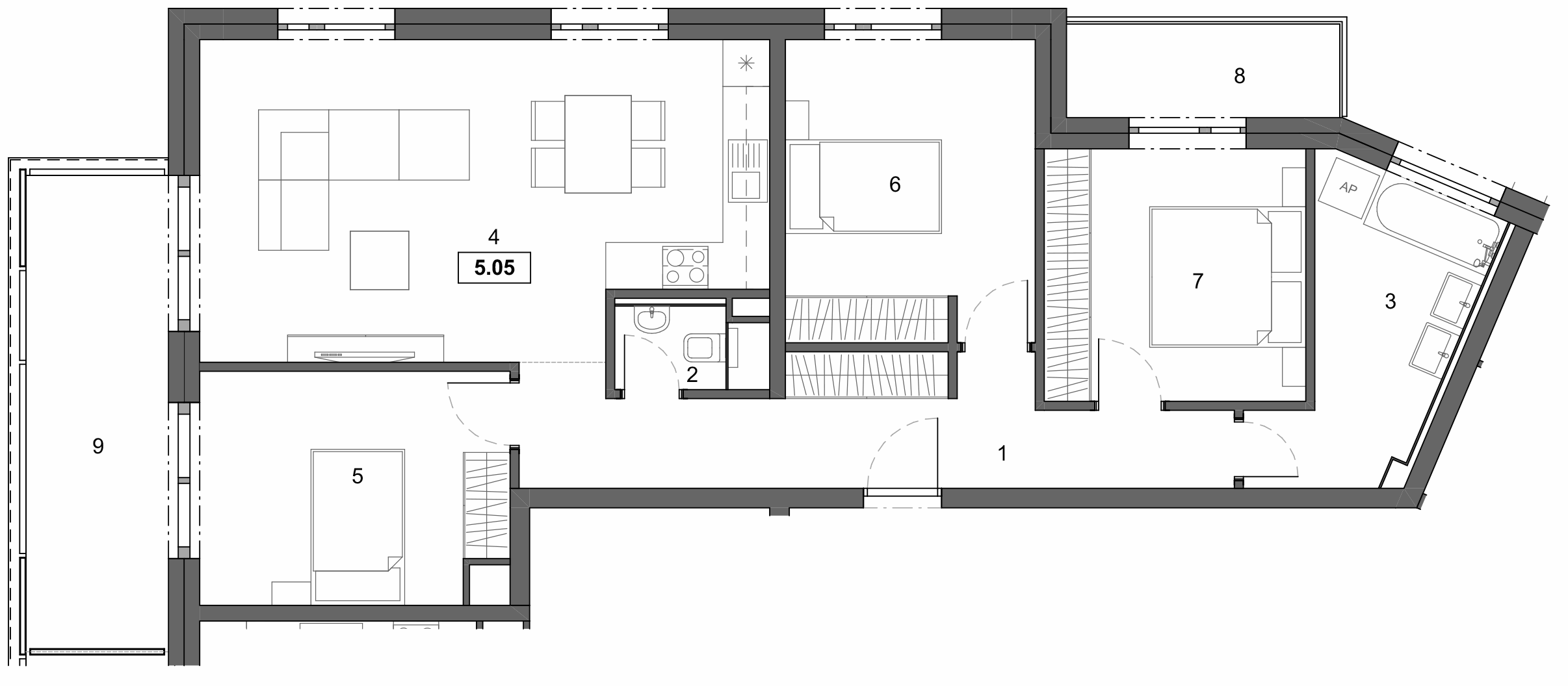 Parkhouse - 5.05 - Pôdorys