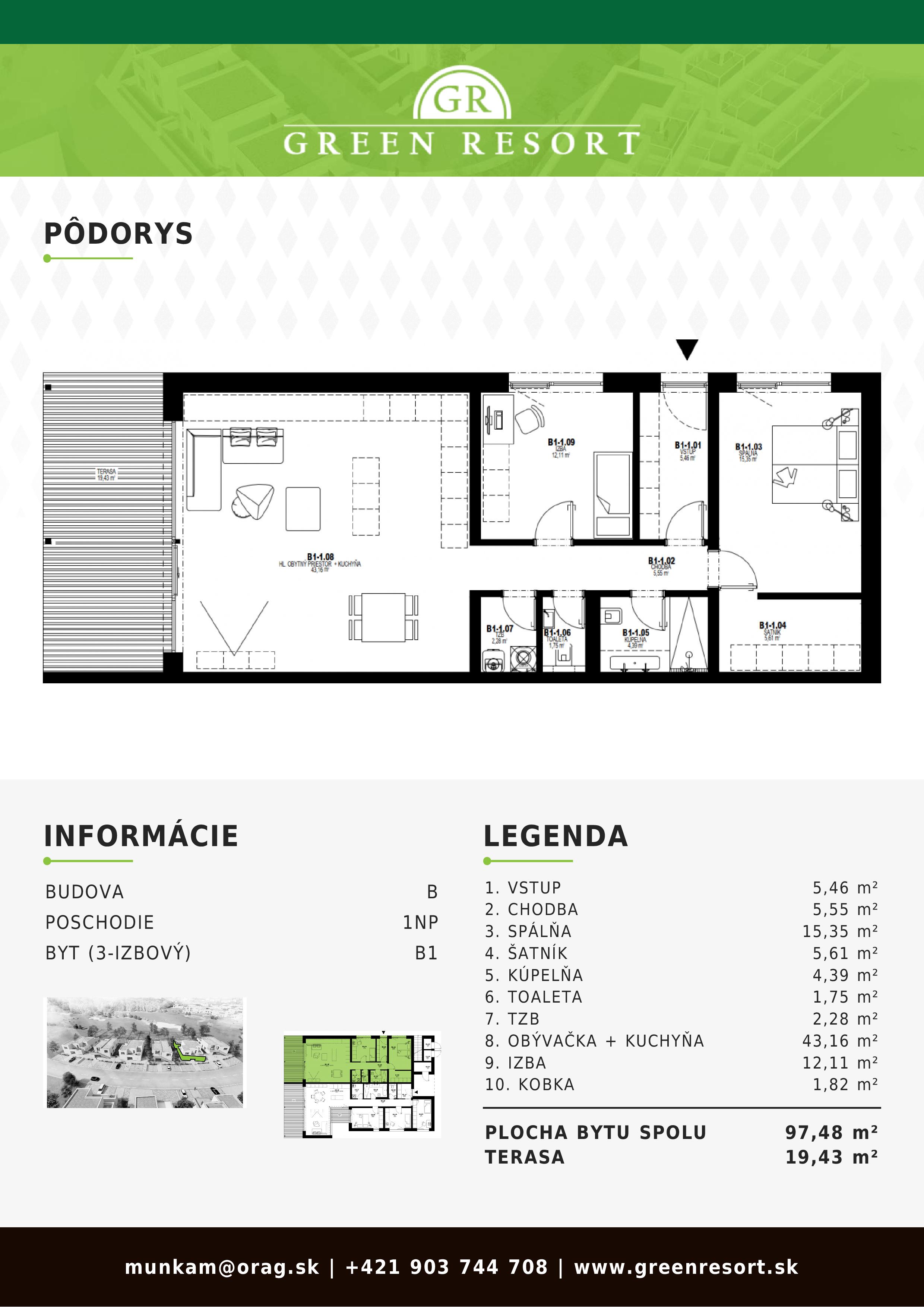 GREEN RESORT - B1 - Pôdorys