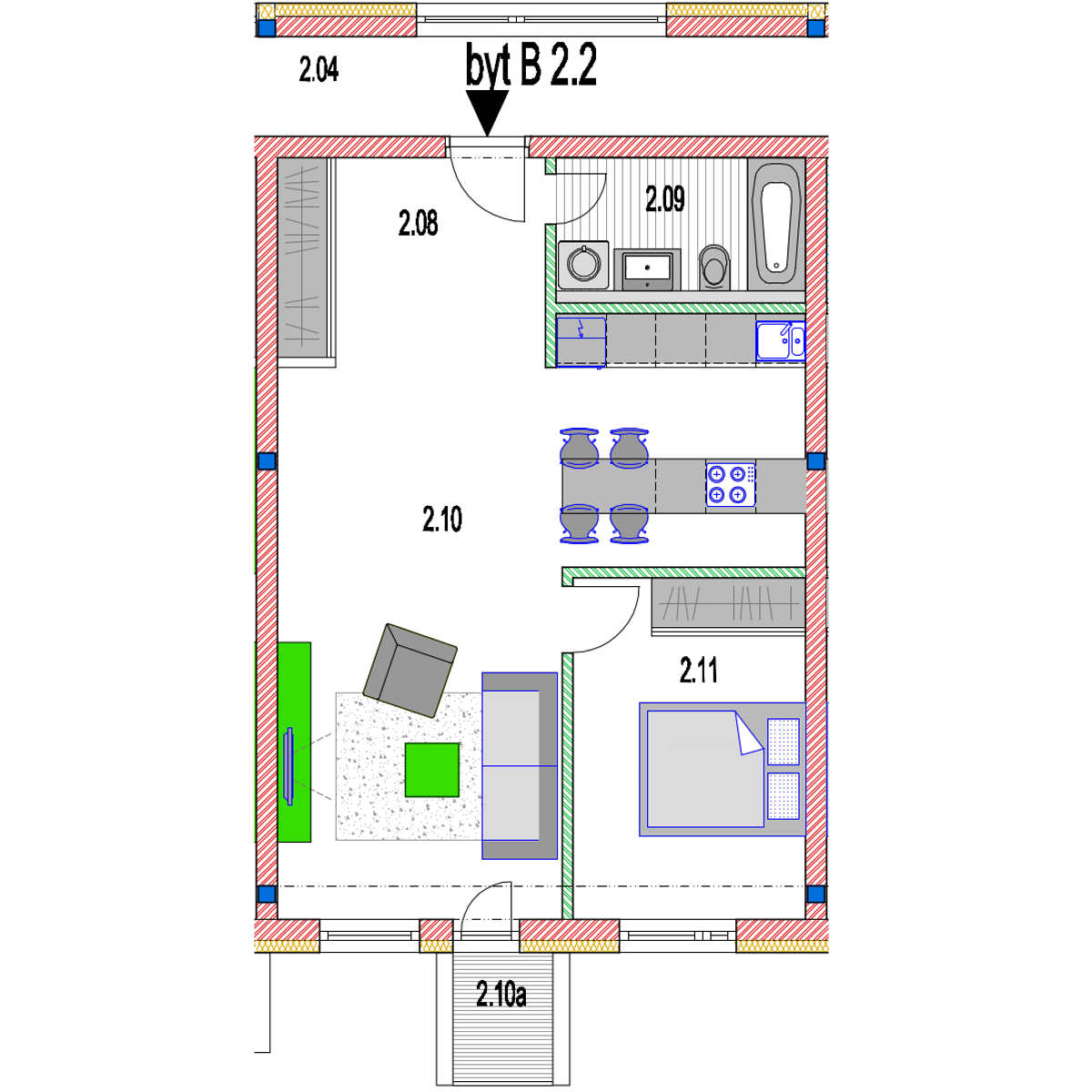 MK Rezidencia - B 2.2 - Pôdorys