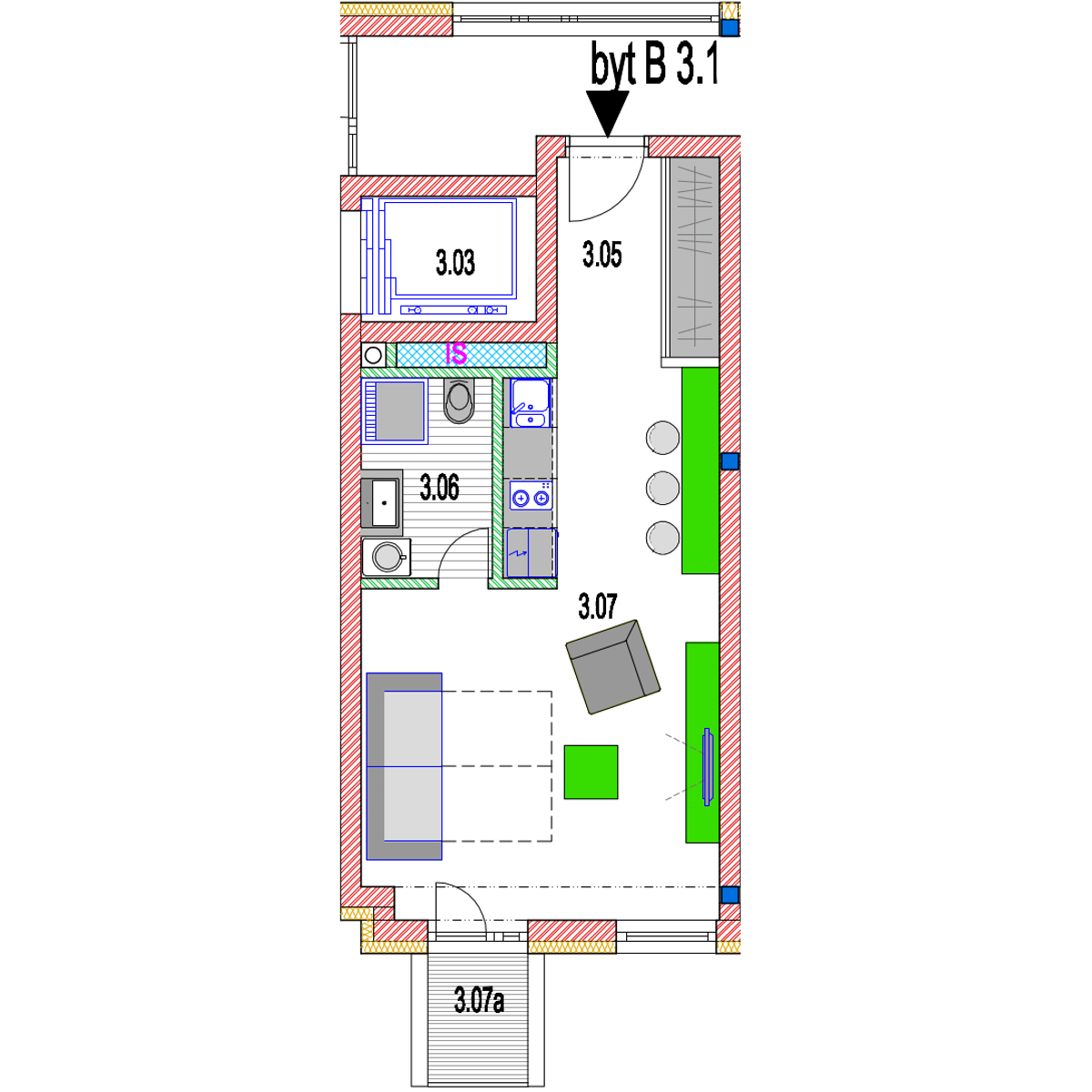 MK Rezidencia - B 3.1 - Pôdorys