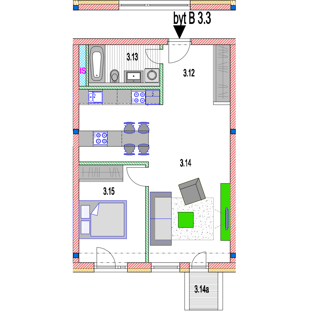 MK Rezidencia - B 3.3 - Pôdorys