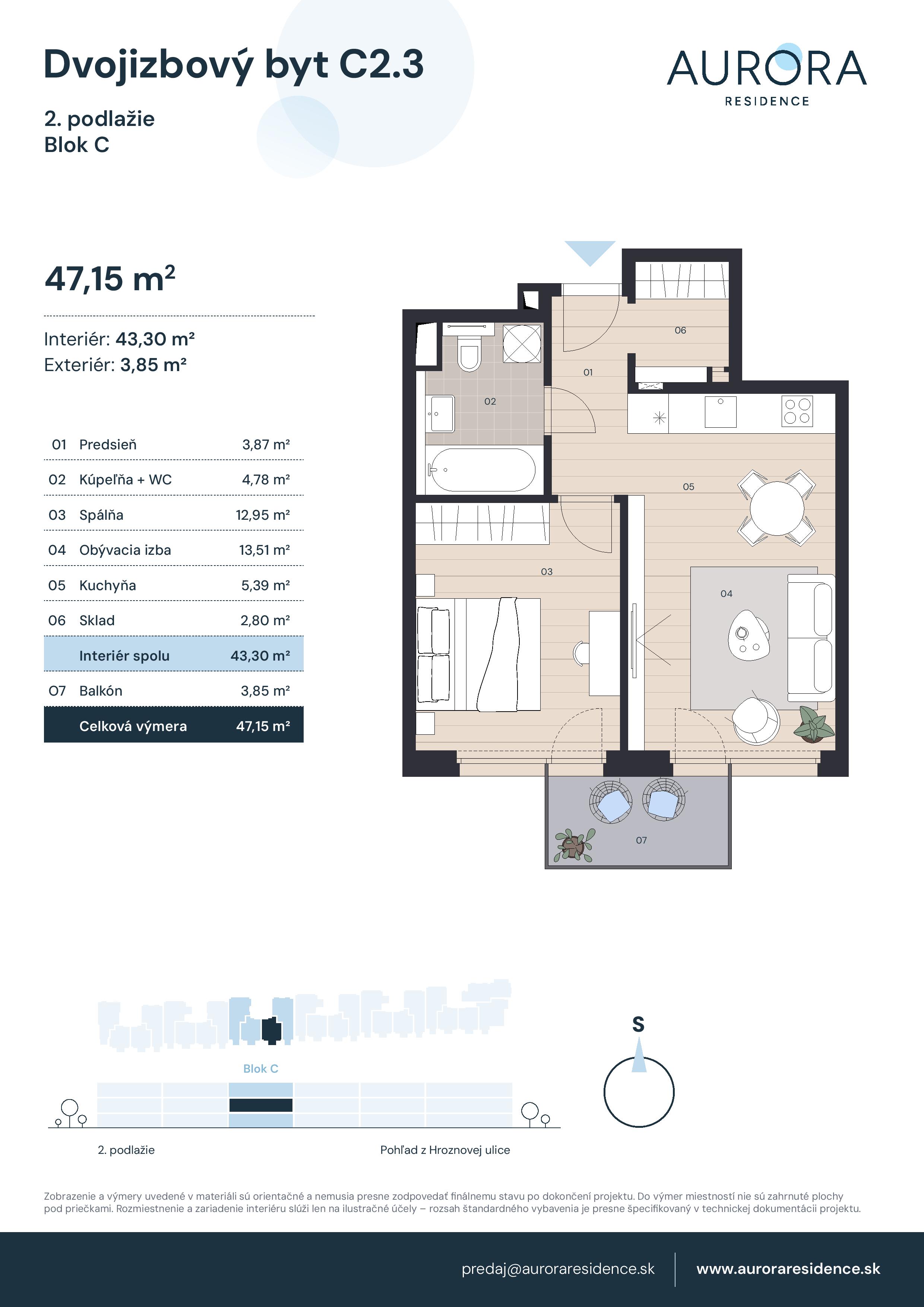 Aurora Residence - C2.3 - Pôdorys