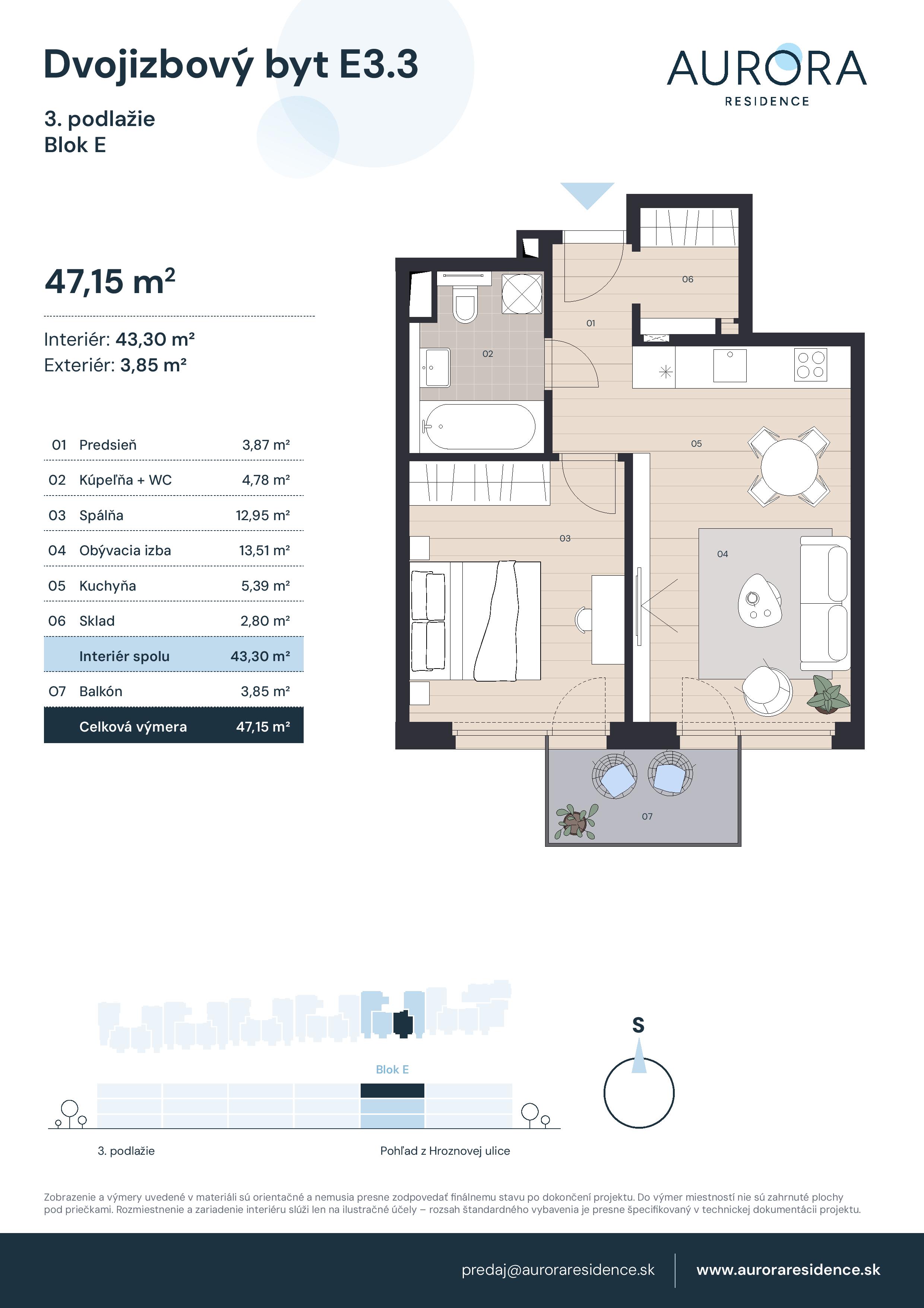 Aurora Residence - E3.3 - Pôdorys