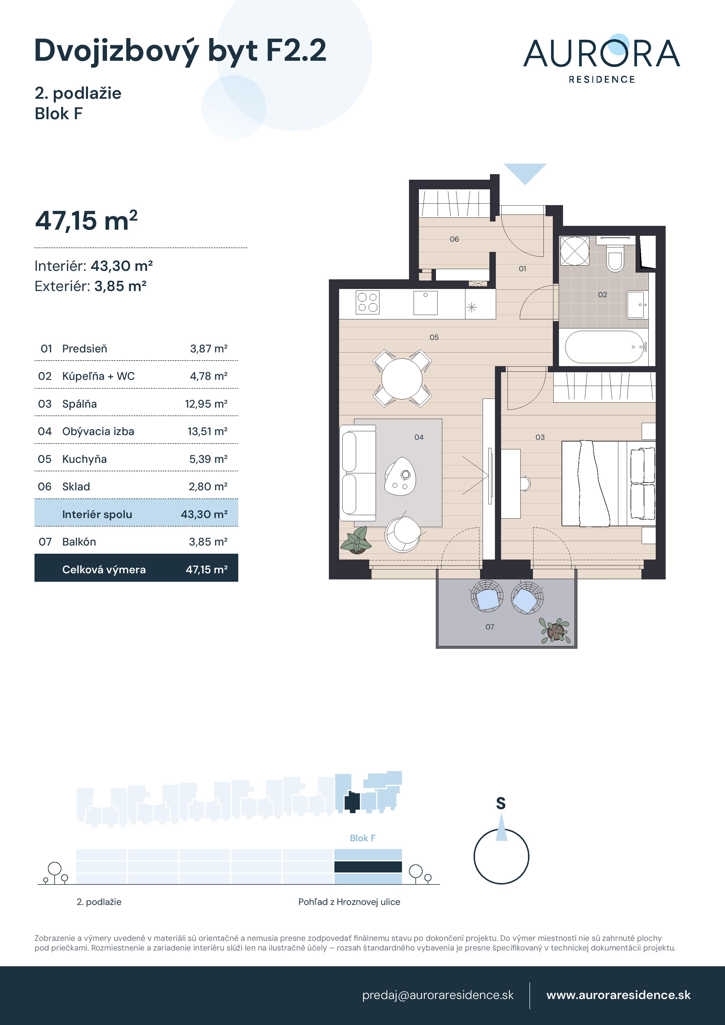 Aurora Residence - F2.2 - Pôdorys