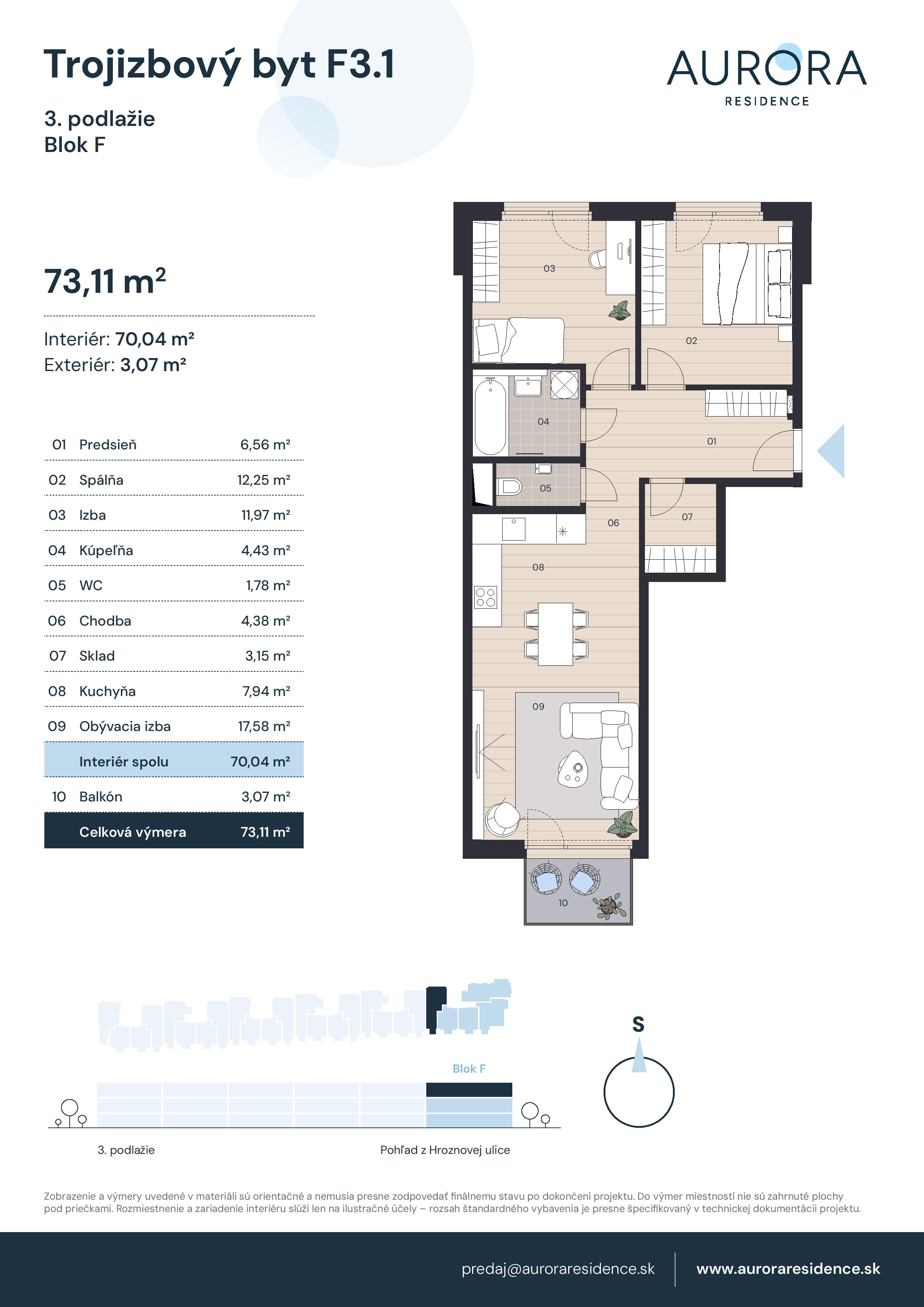 Aurora Residence - F3.1 - Pôdorys