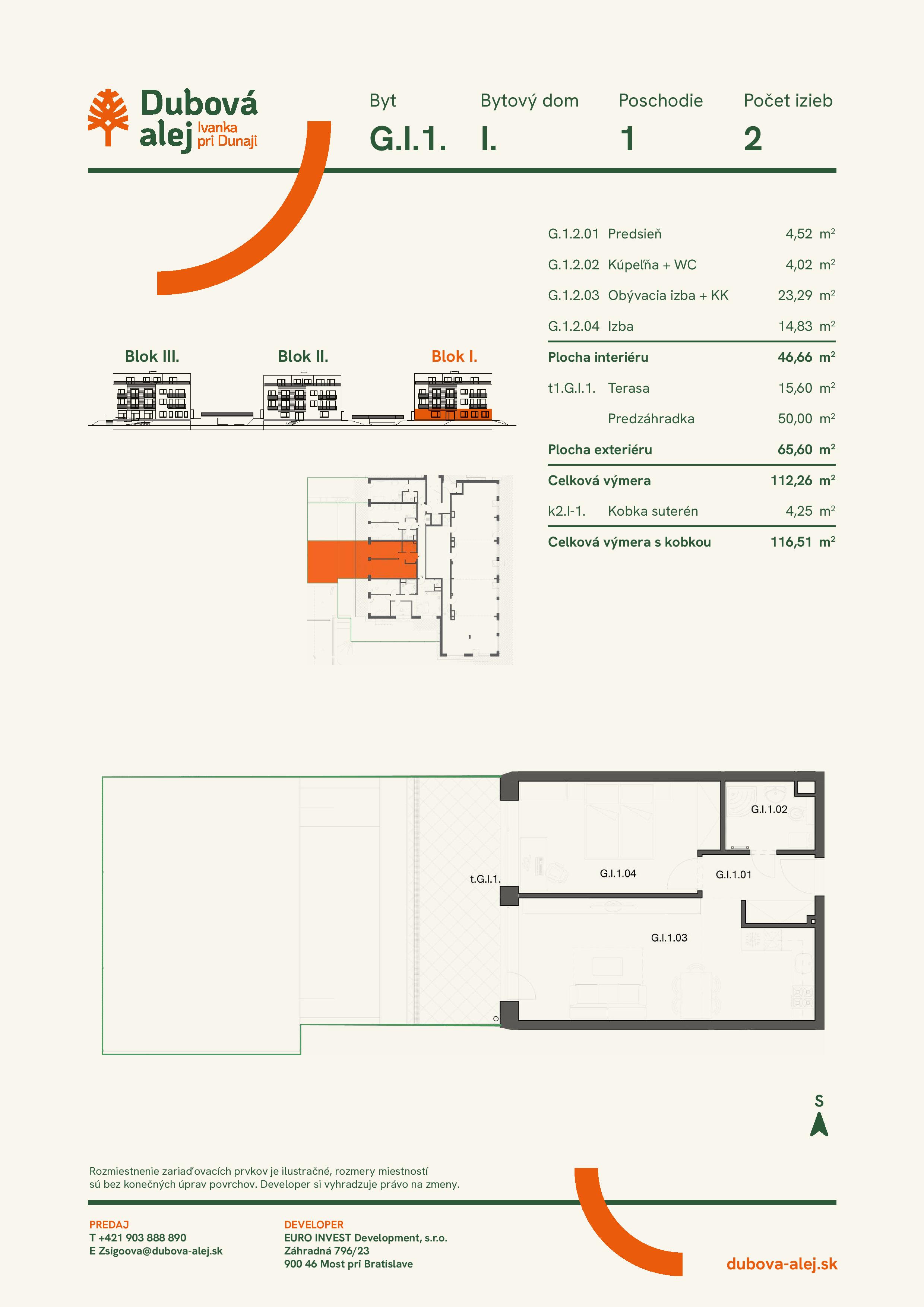 Dubová alej - G.I.1. - Pôdorys