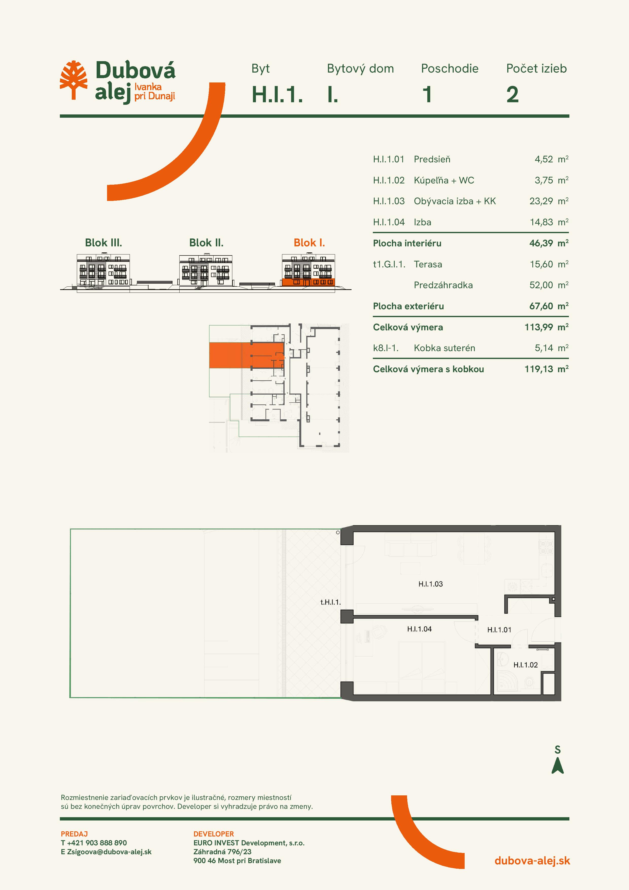 Dubová alej - H.I.1. - Pôdorys