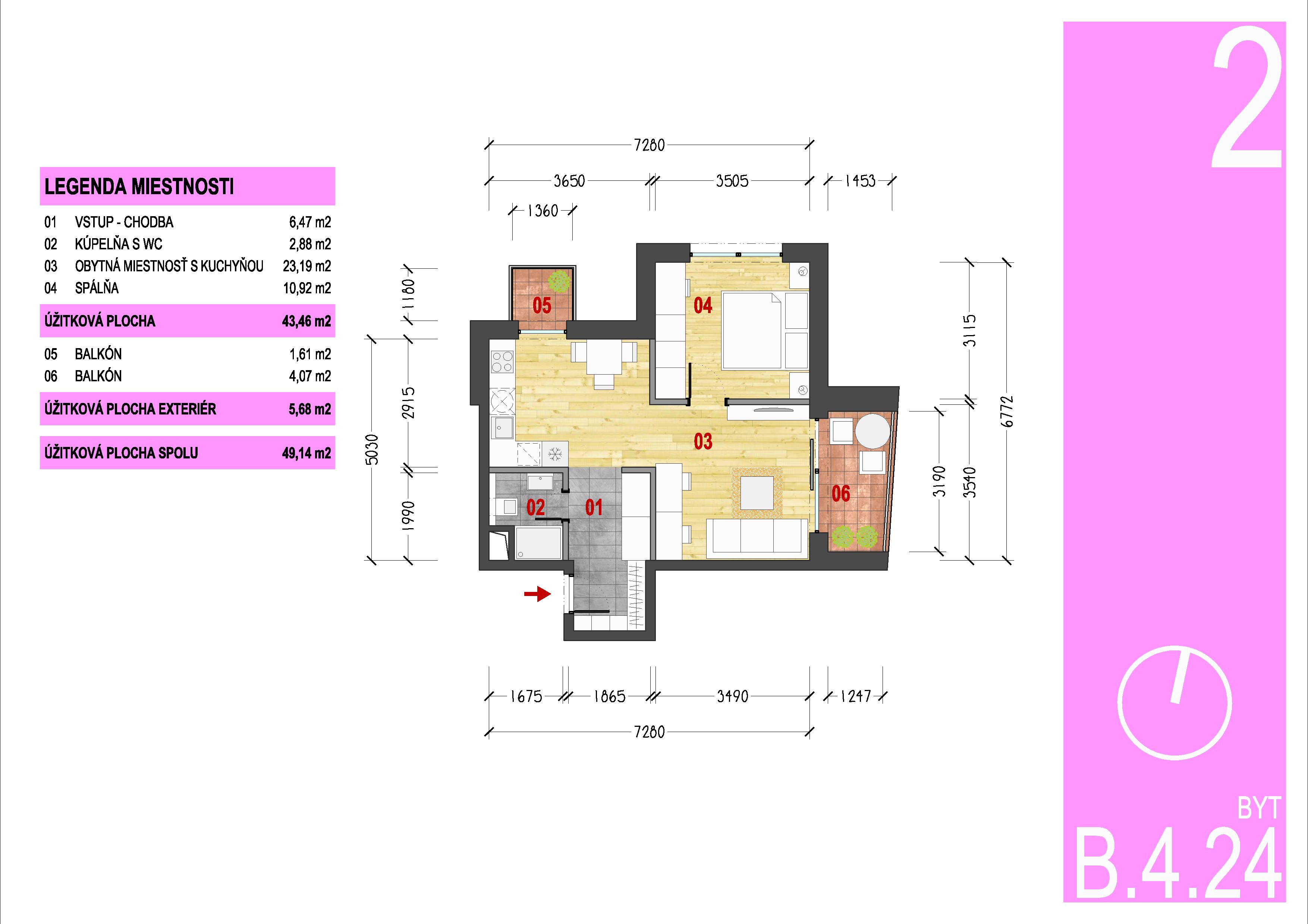 Byty Medická - B.4.24 - Pôdorys