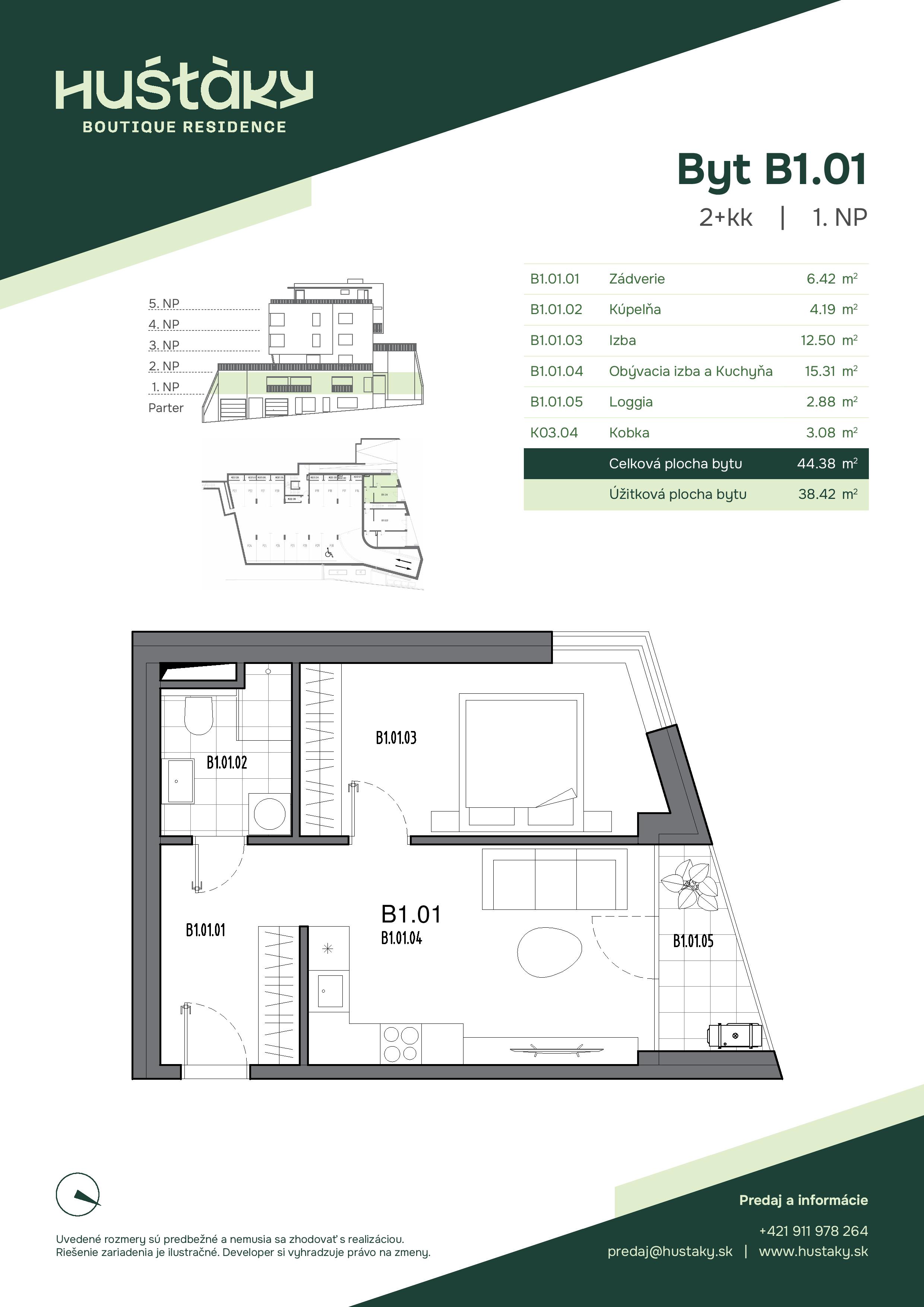 Huštáky Boutique residence - B1.01 - Pôdorys