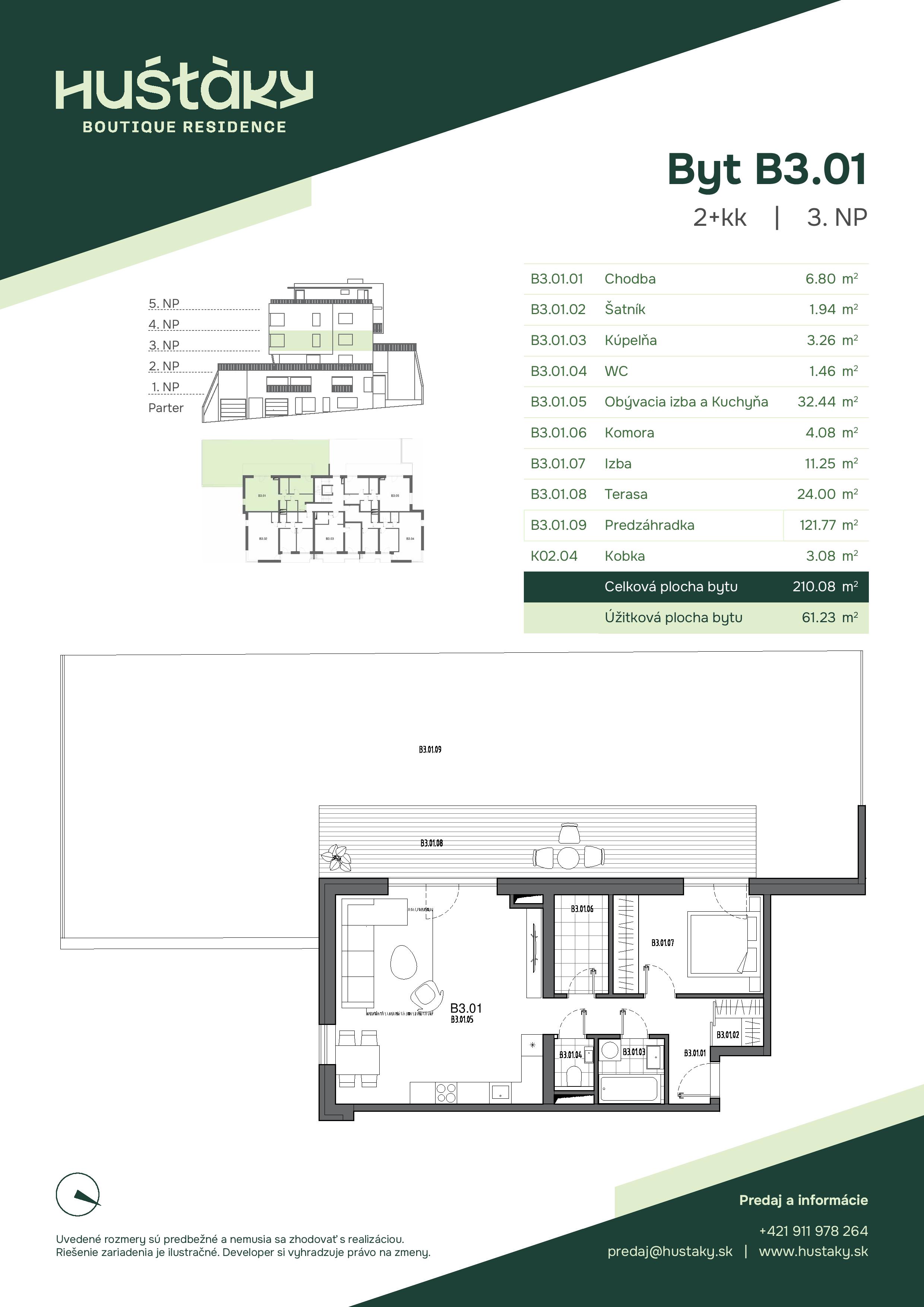 Huštáky Boutique residence - B3.01 - Pôdorys