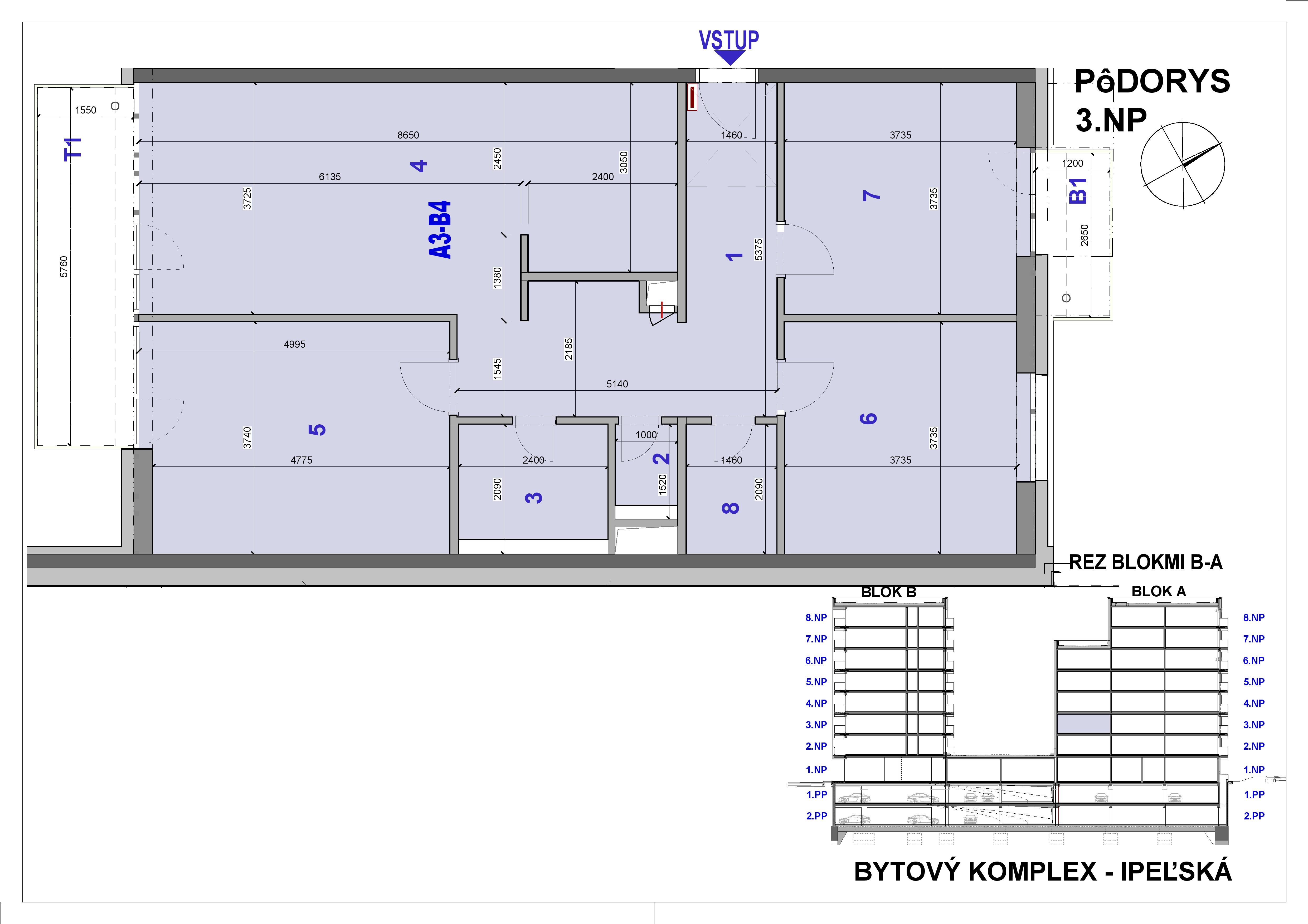Ipeľská - A3-B4 - Pôdorys