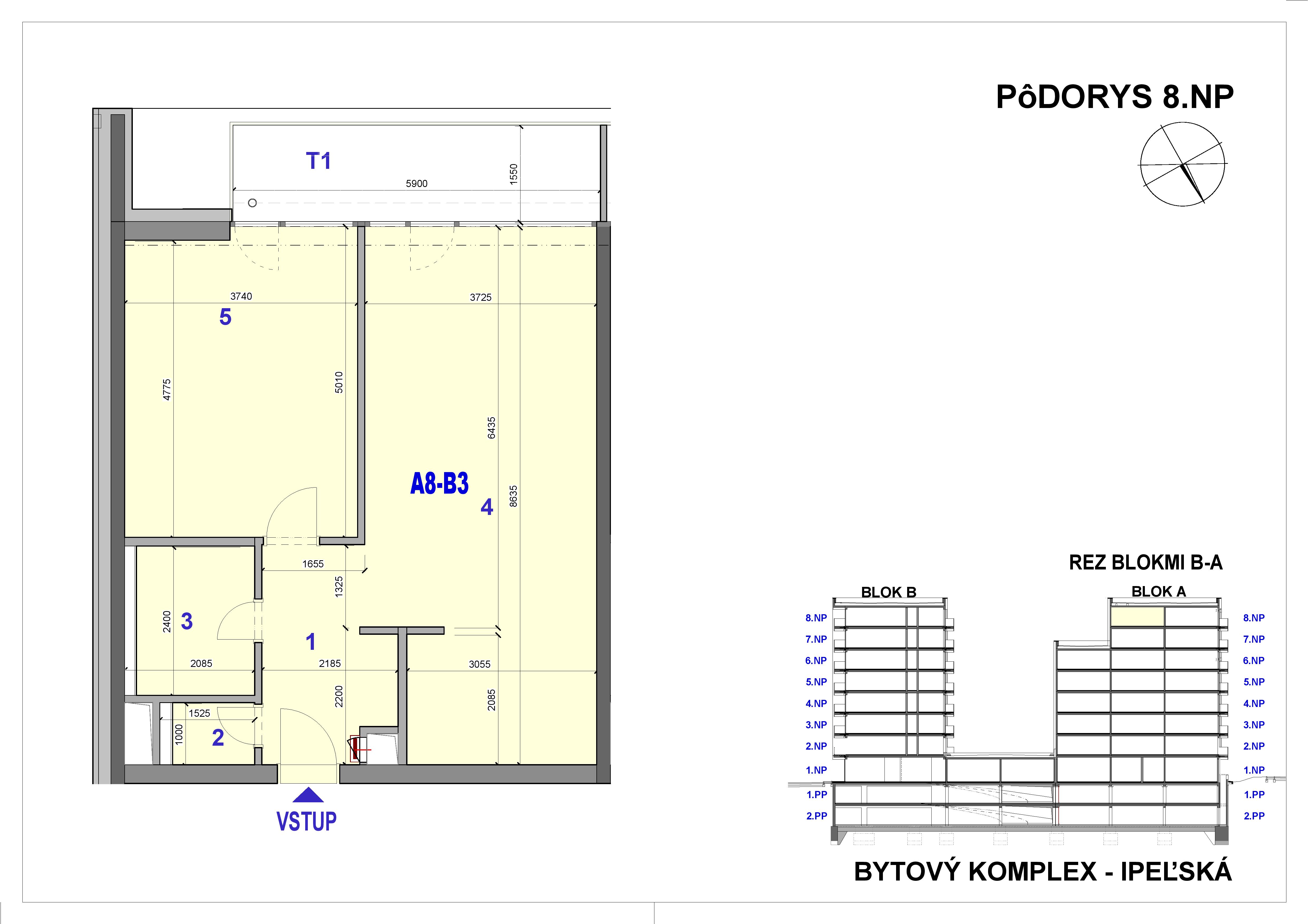 Ipeľská - A8-B3 - Pôdorys