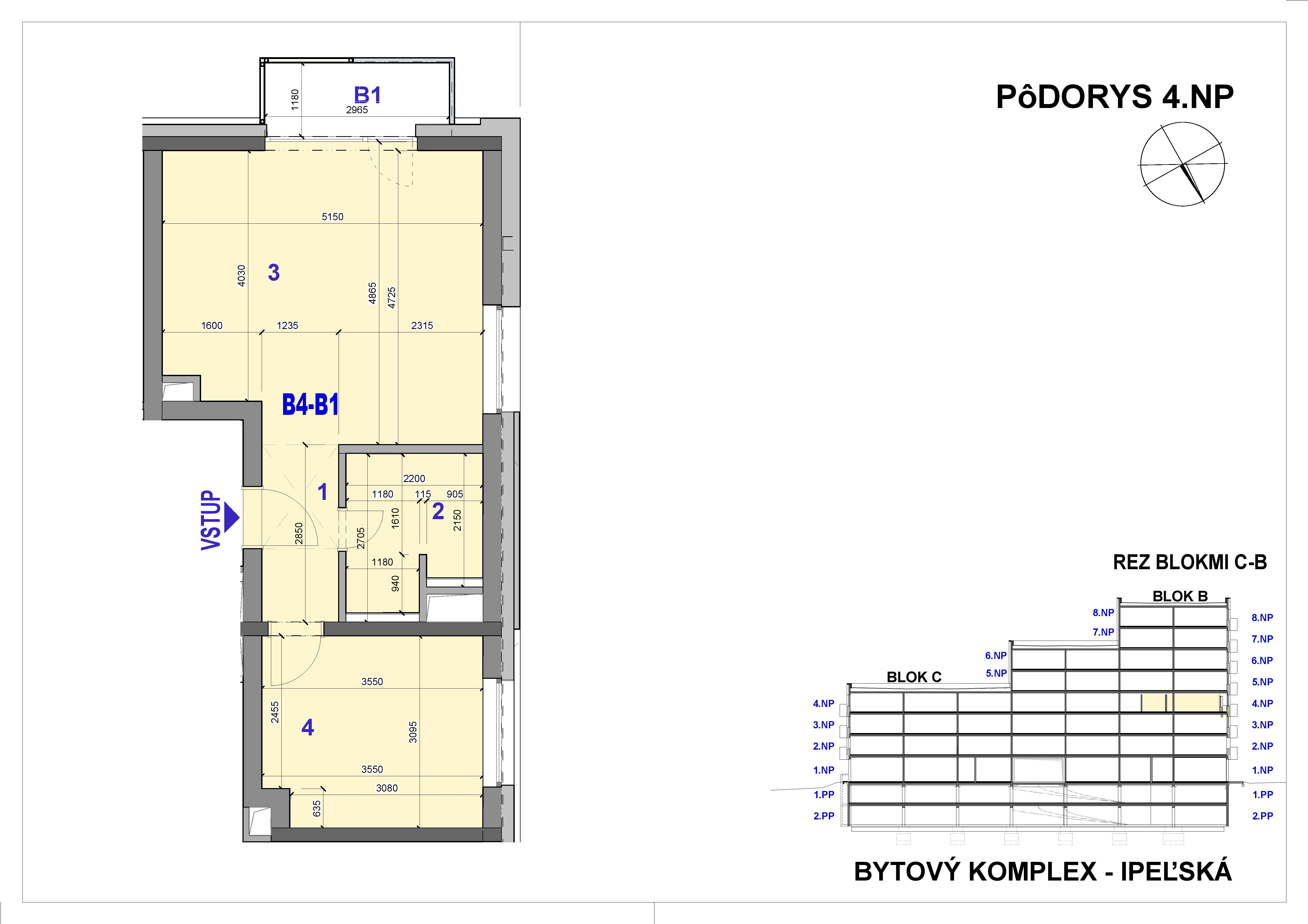 Ipeľská - B4-B1 - Pôdorys