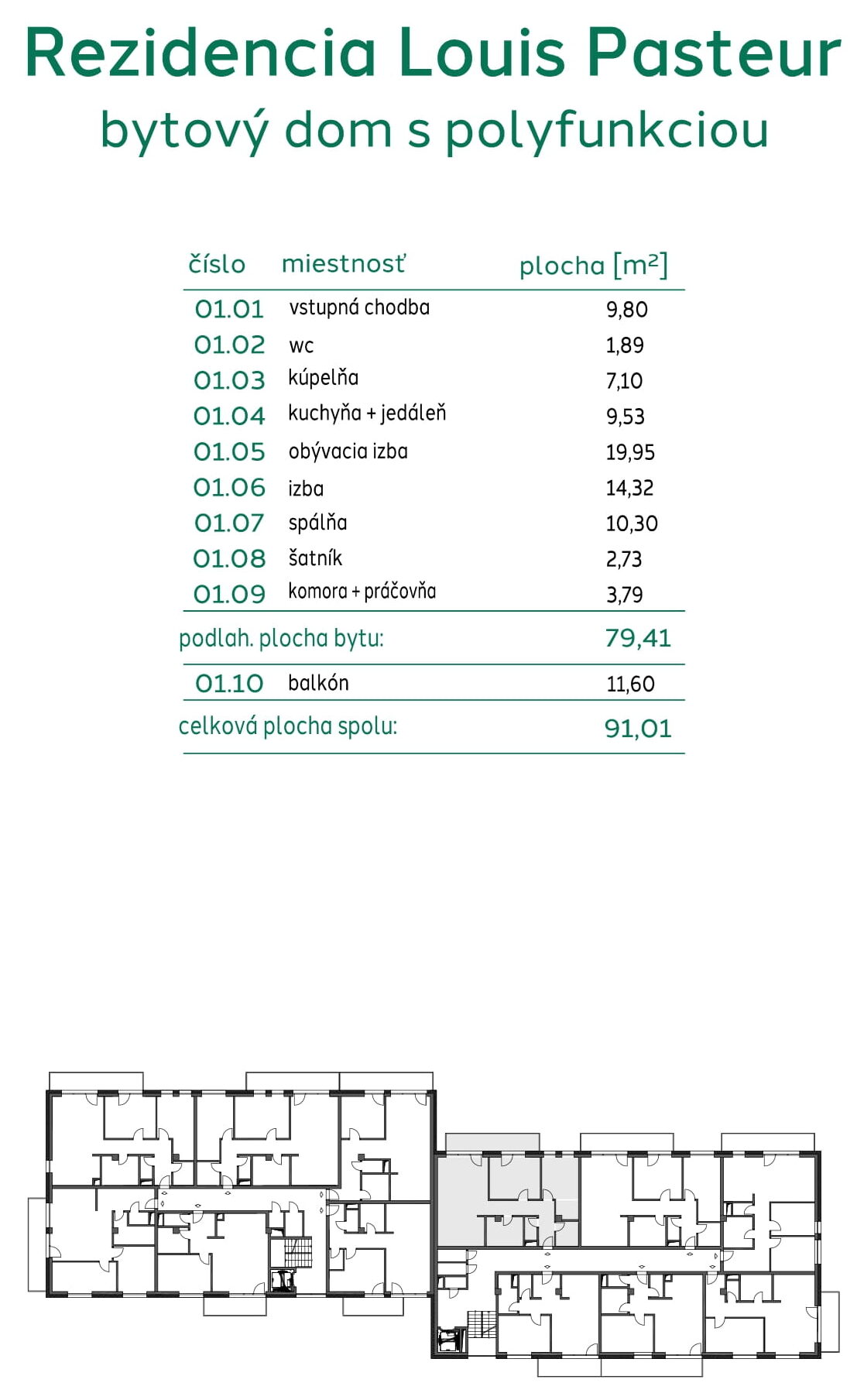 Rezidencia Louis Pasteur - 501-B - Pôdorys