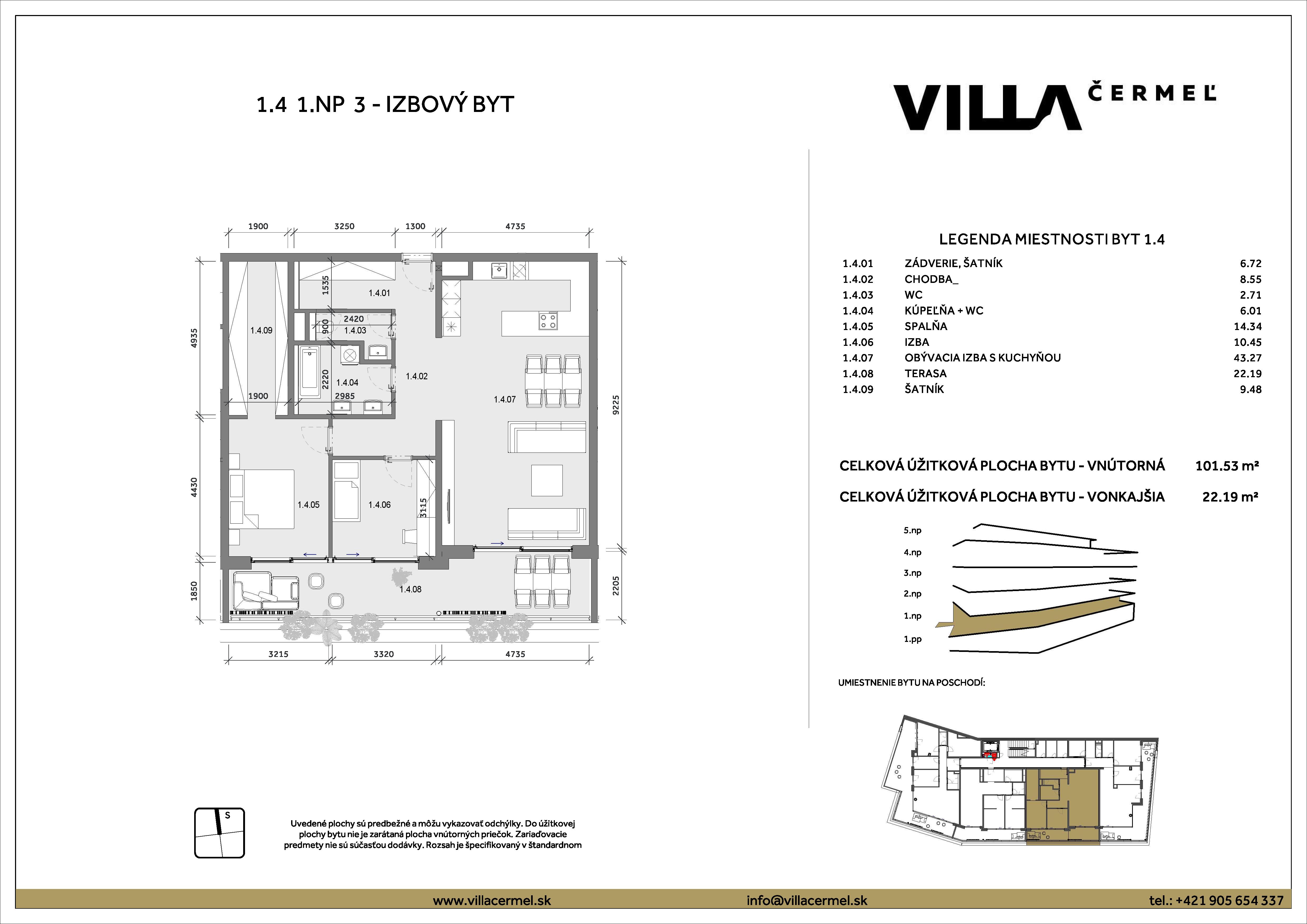 Villa Čermeľ - 1.4. - Pôdorys
