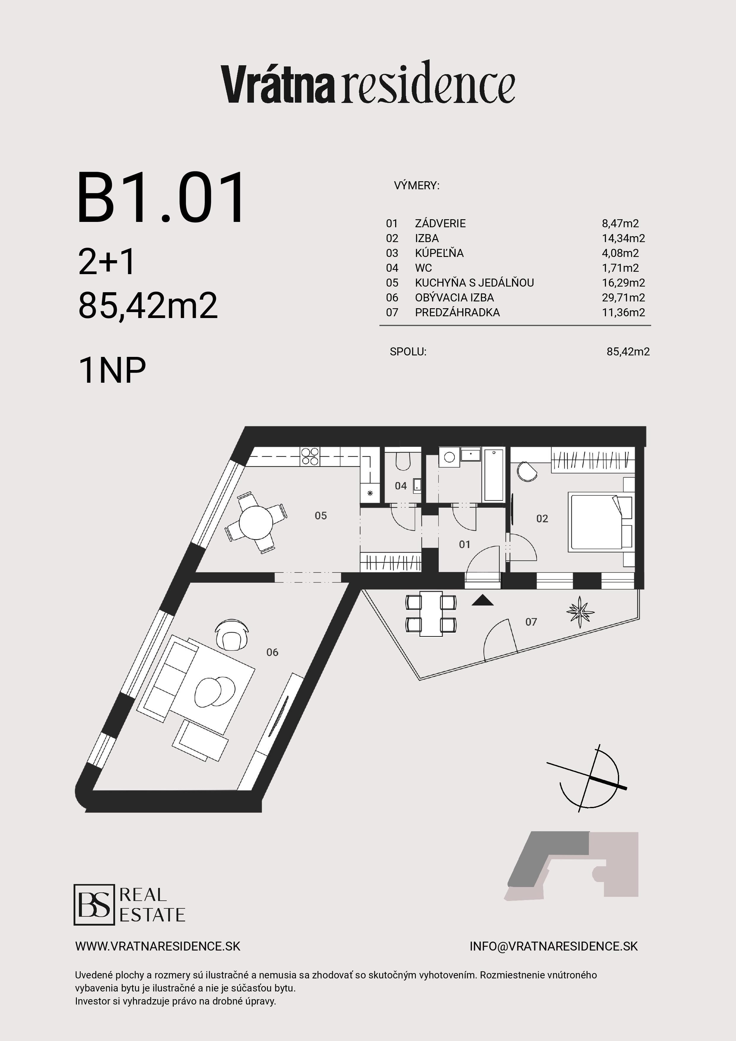 Vrátna residence - B1.01 - Pôdorys