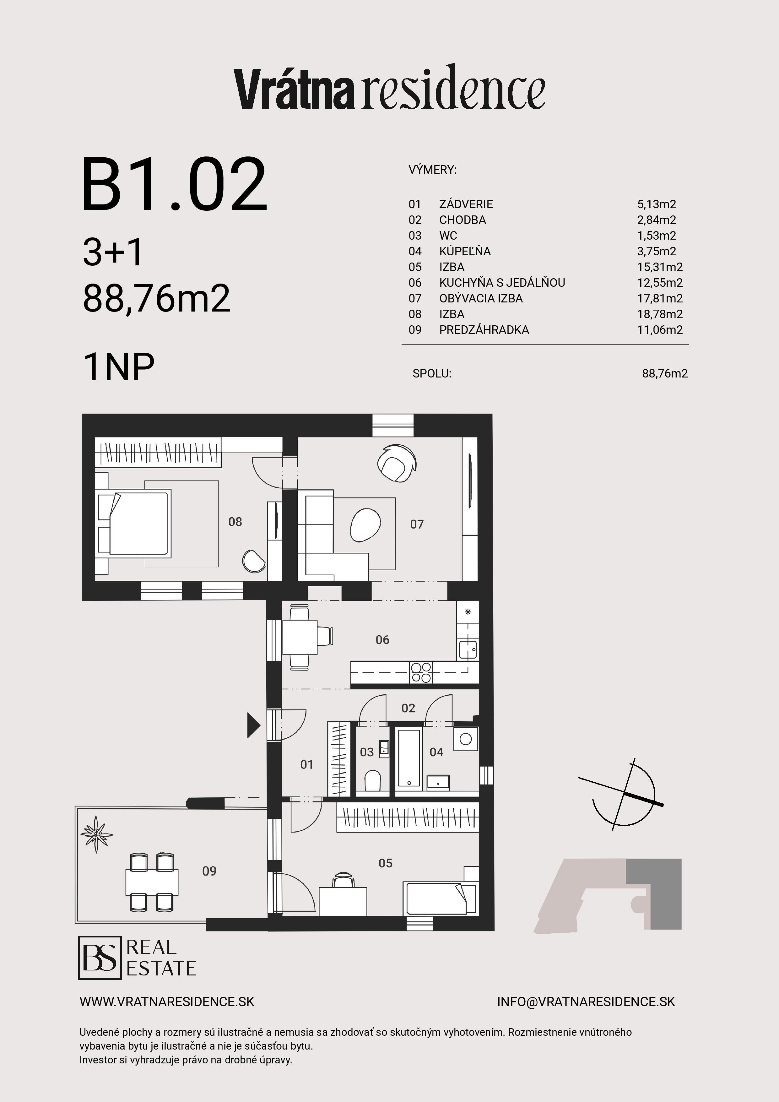 Vrátna residence - B1.02 - Pôdorys