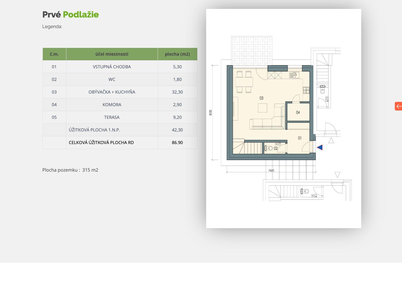 Kráľovské Domy - RD 01 B - Pôdorys