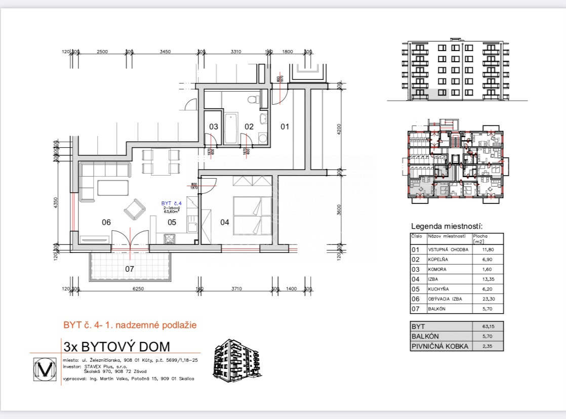 Bytový komplex Kúty - 3 - Pôdorys