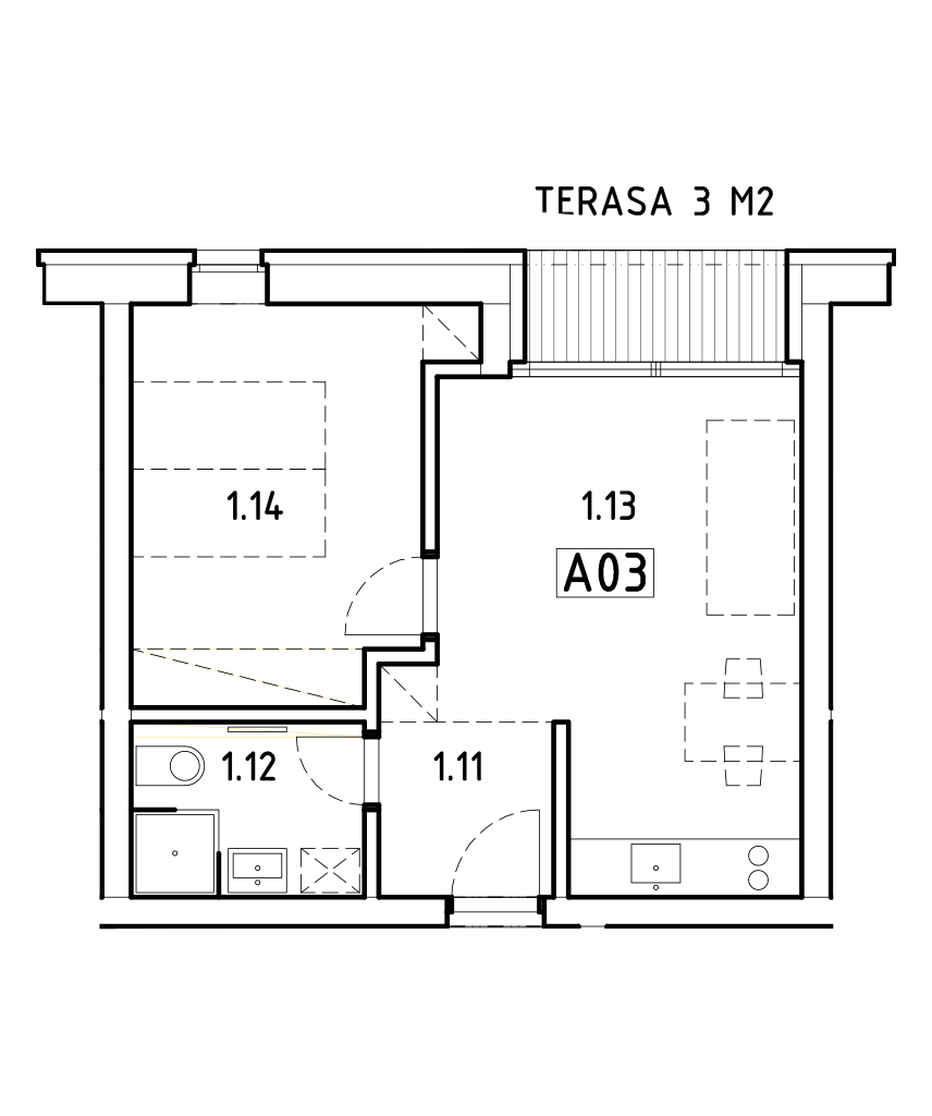 Apartmány Ondrašova - A03 - Pôdorys