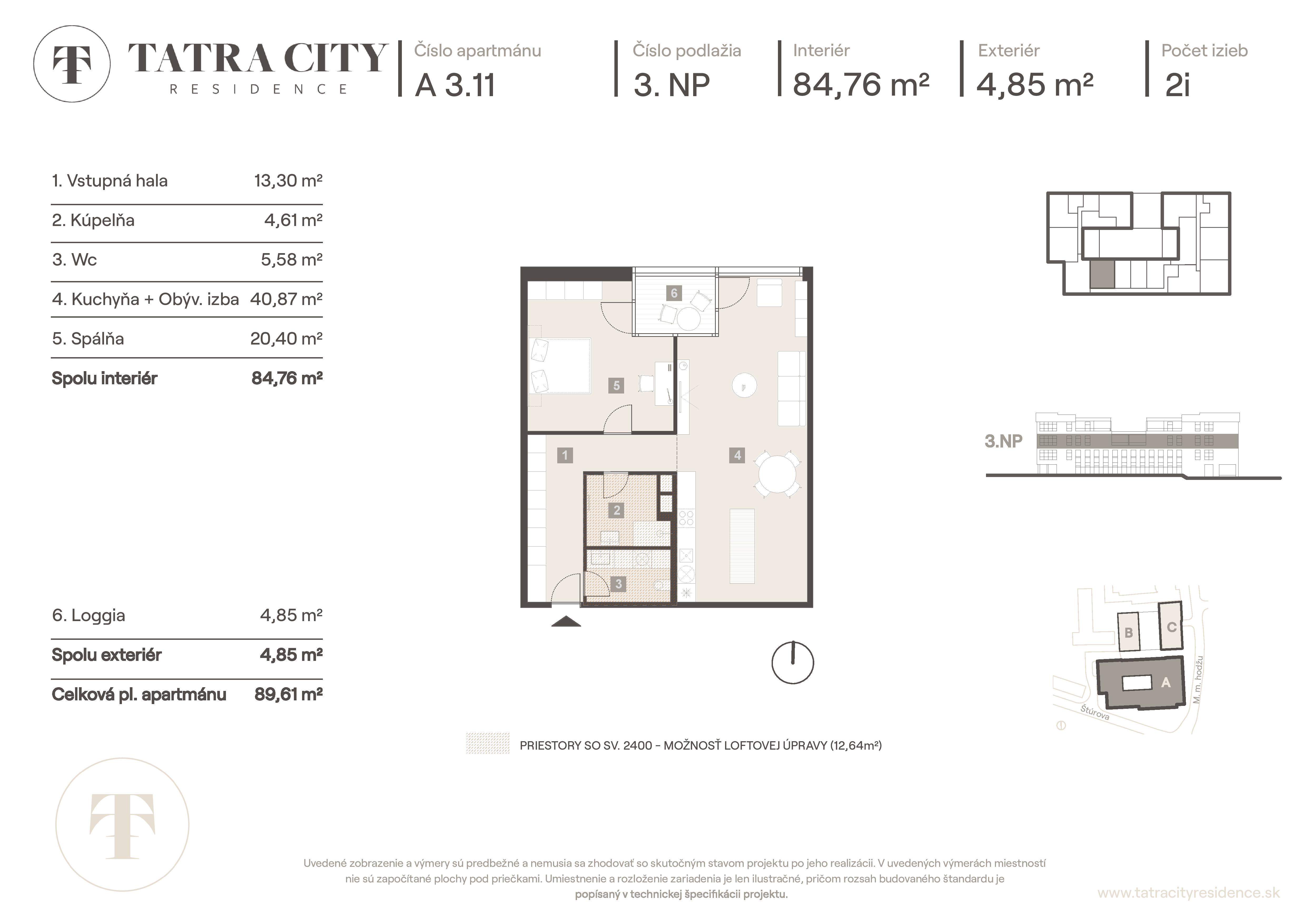 Tatra City Residence - A 3.11 - Pôdorys