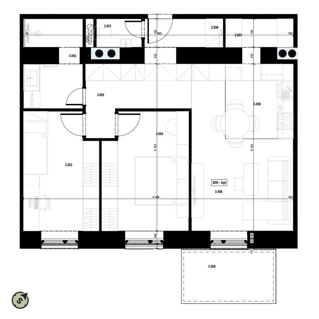 Tri háje - 308 - Pôdorys