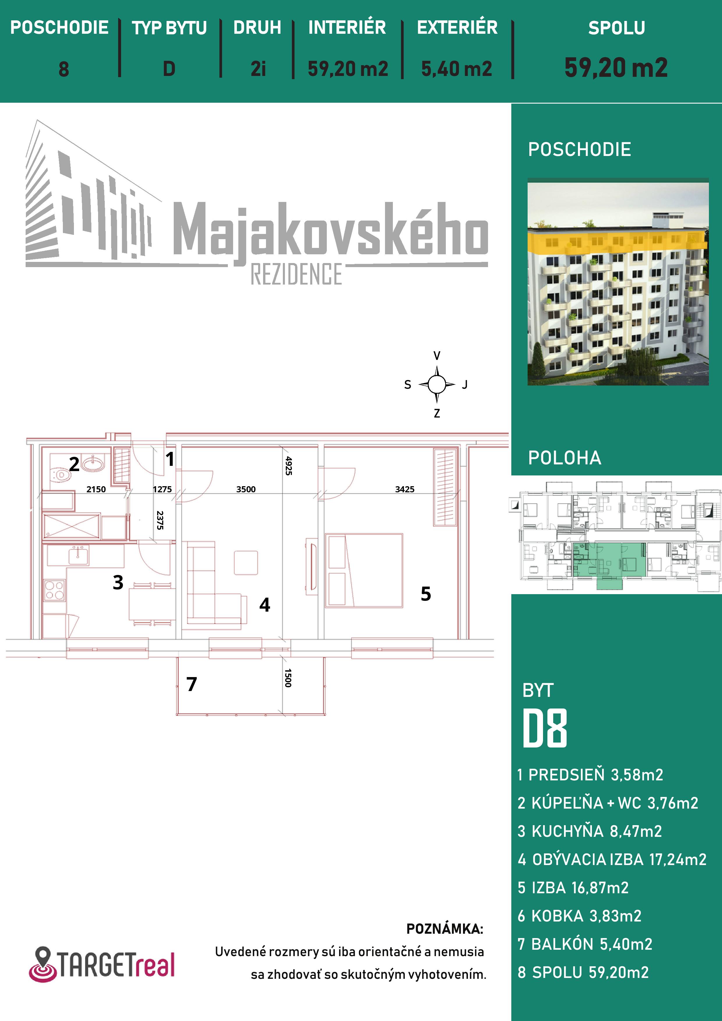 Majakovského Rezidence - D8 - Pôdorys
