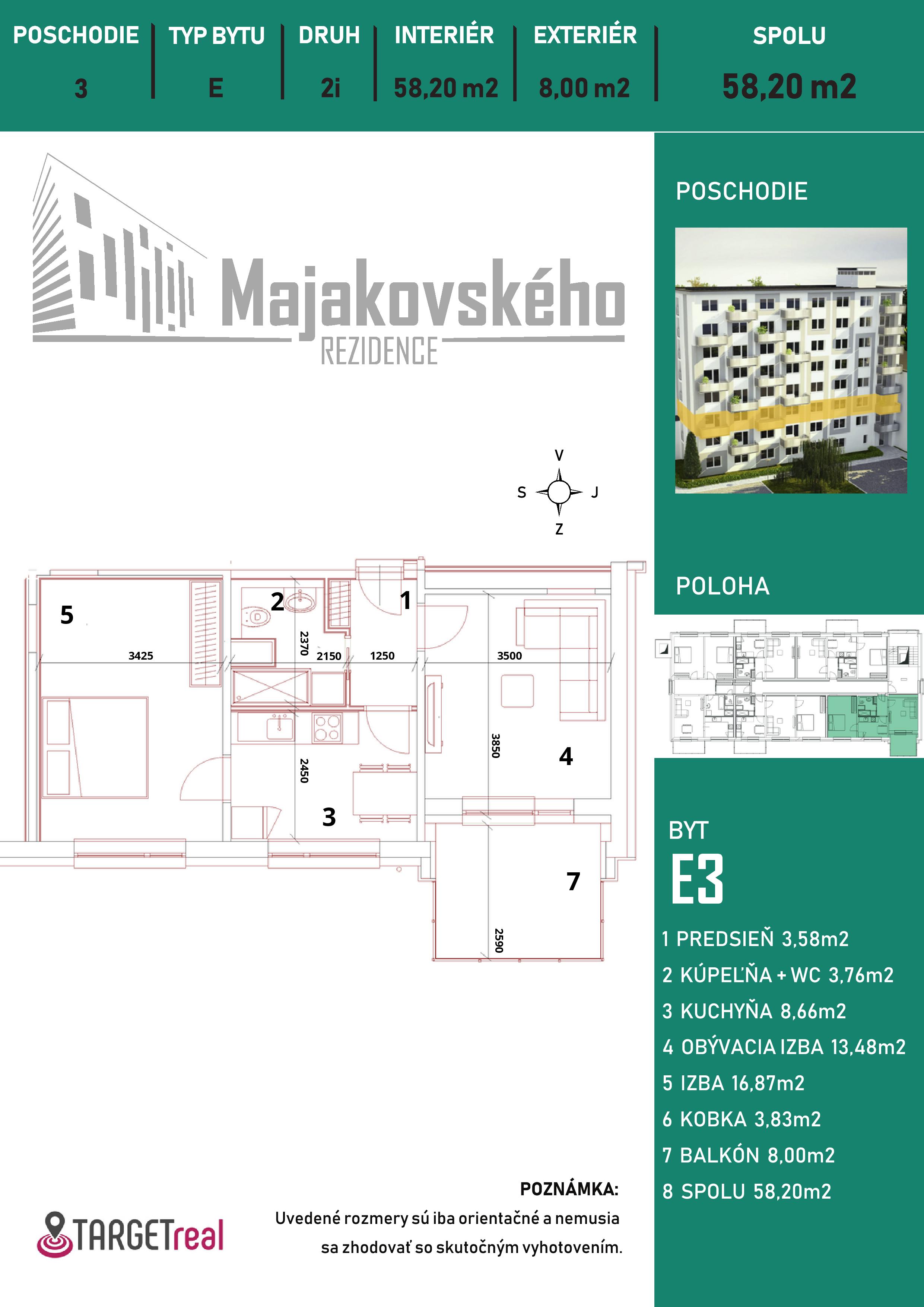 Majakovského Rezidence - E3 - Pôdorys