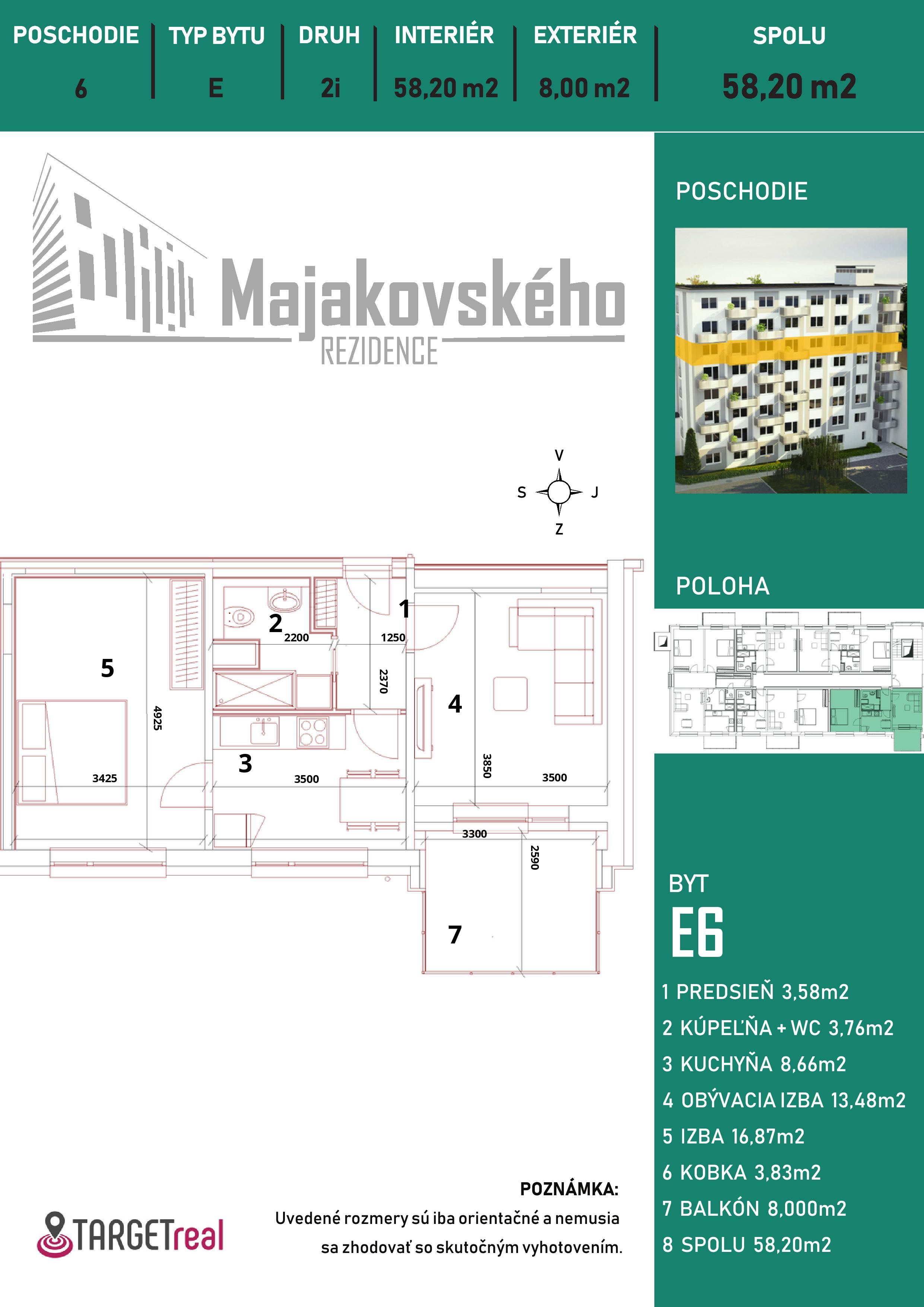 Majakovského Rezidence - E6 - Pôdorys