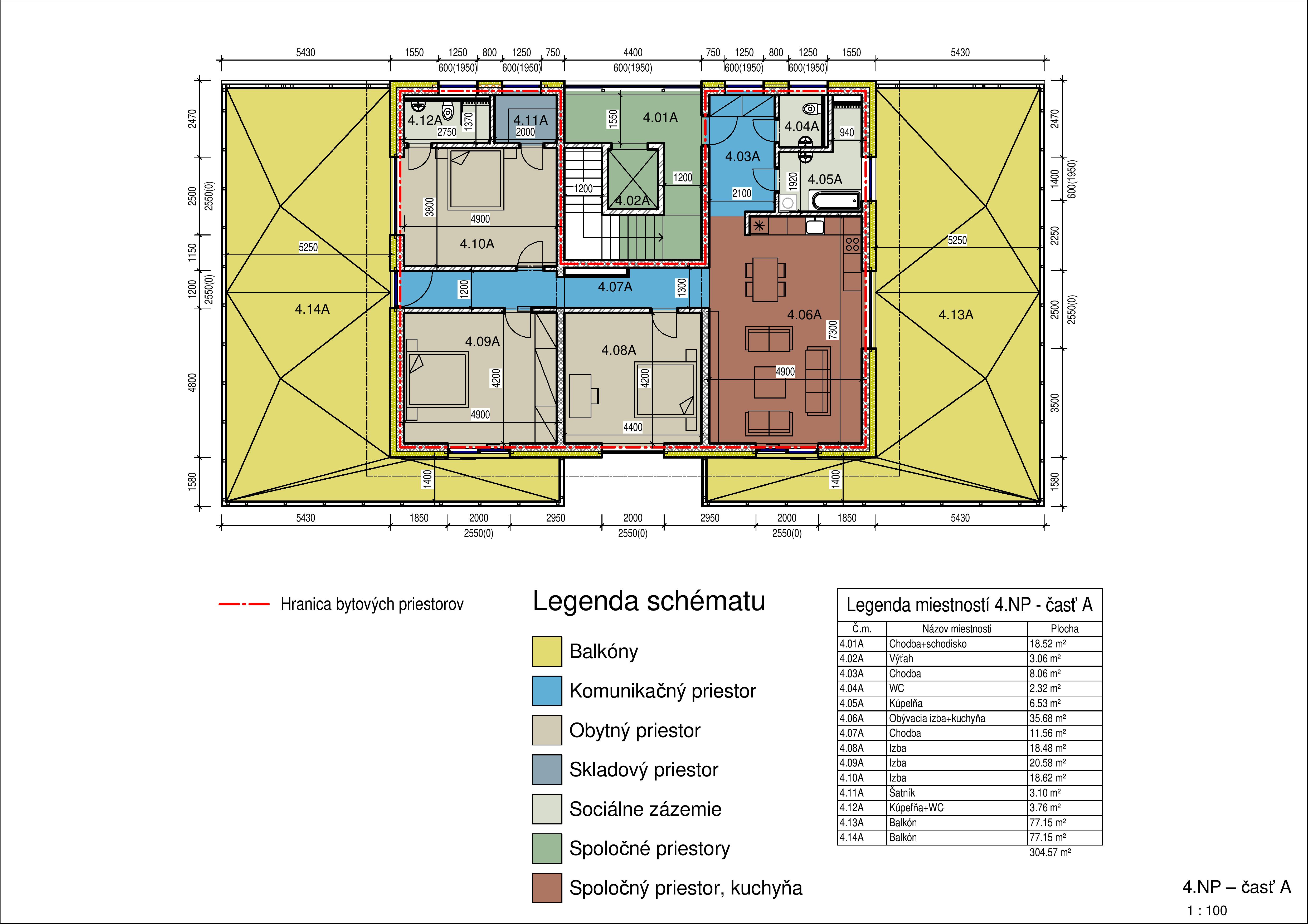 Rezidencia Masaryk - 4A-P - Pôdorys