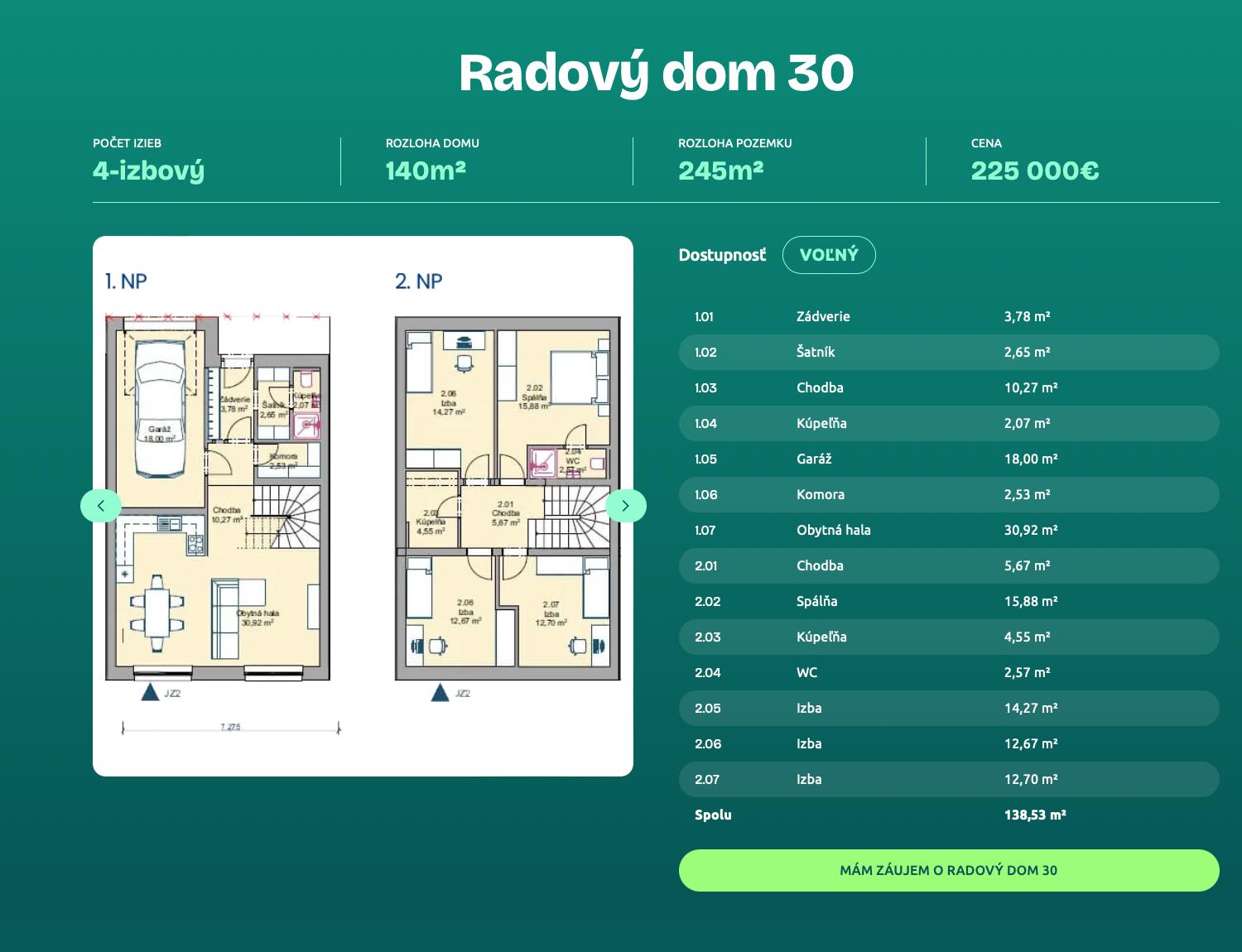 Rezidencia Mlynčeky - Radovy dom 30 - Pôdorys