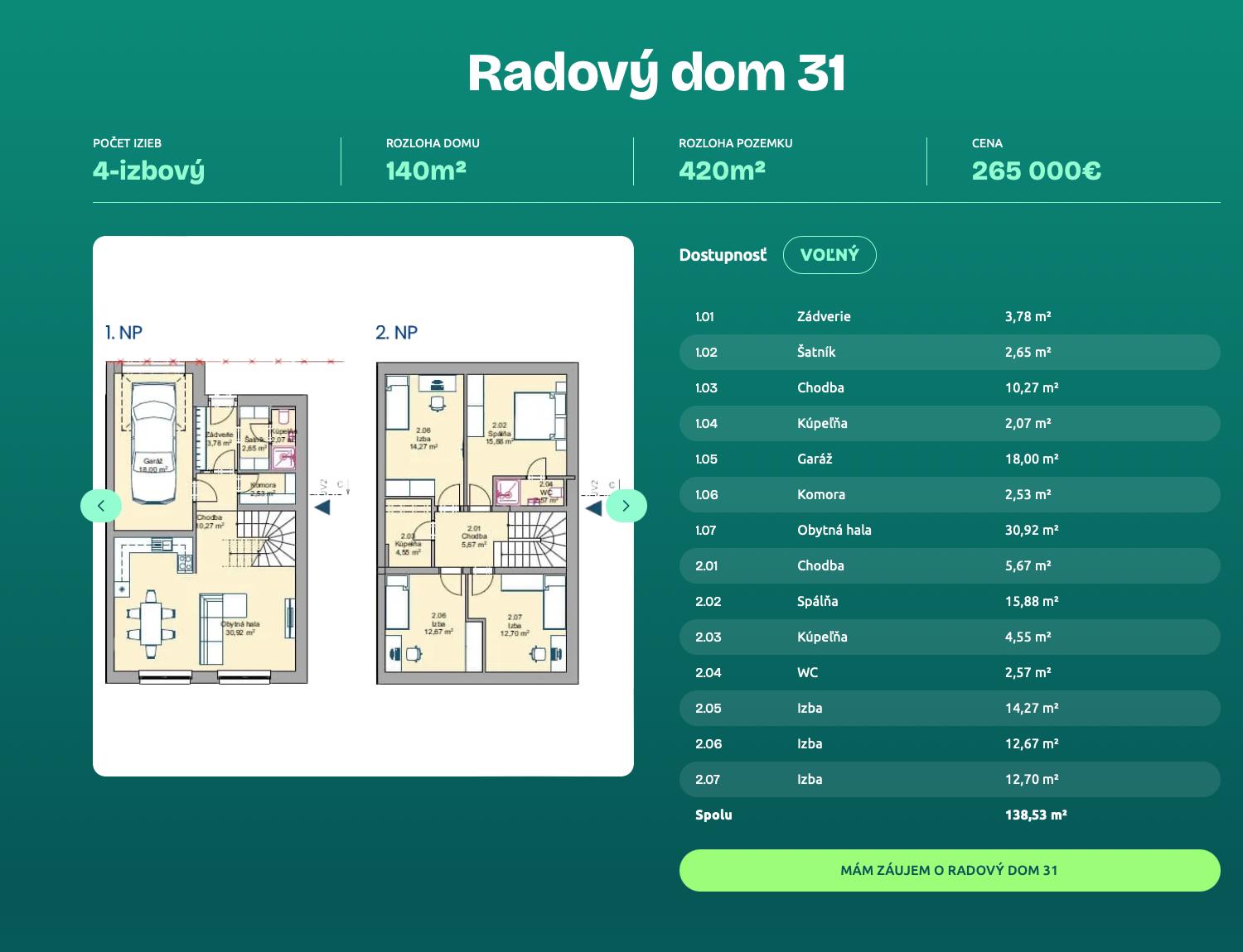 Rezidencia Mlynčeky - Radovy dom 31 - Pôdorys