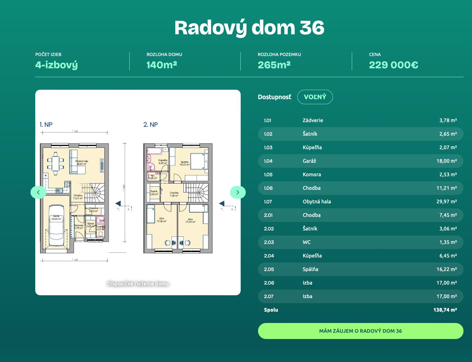 Rezidencia Mlynčeky - Radovy dom 36 - Pôdorys