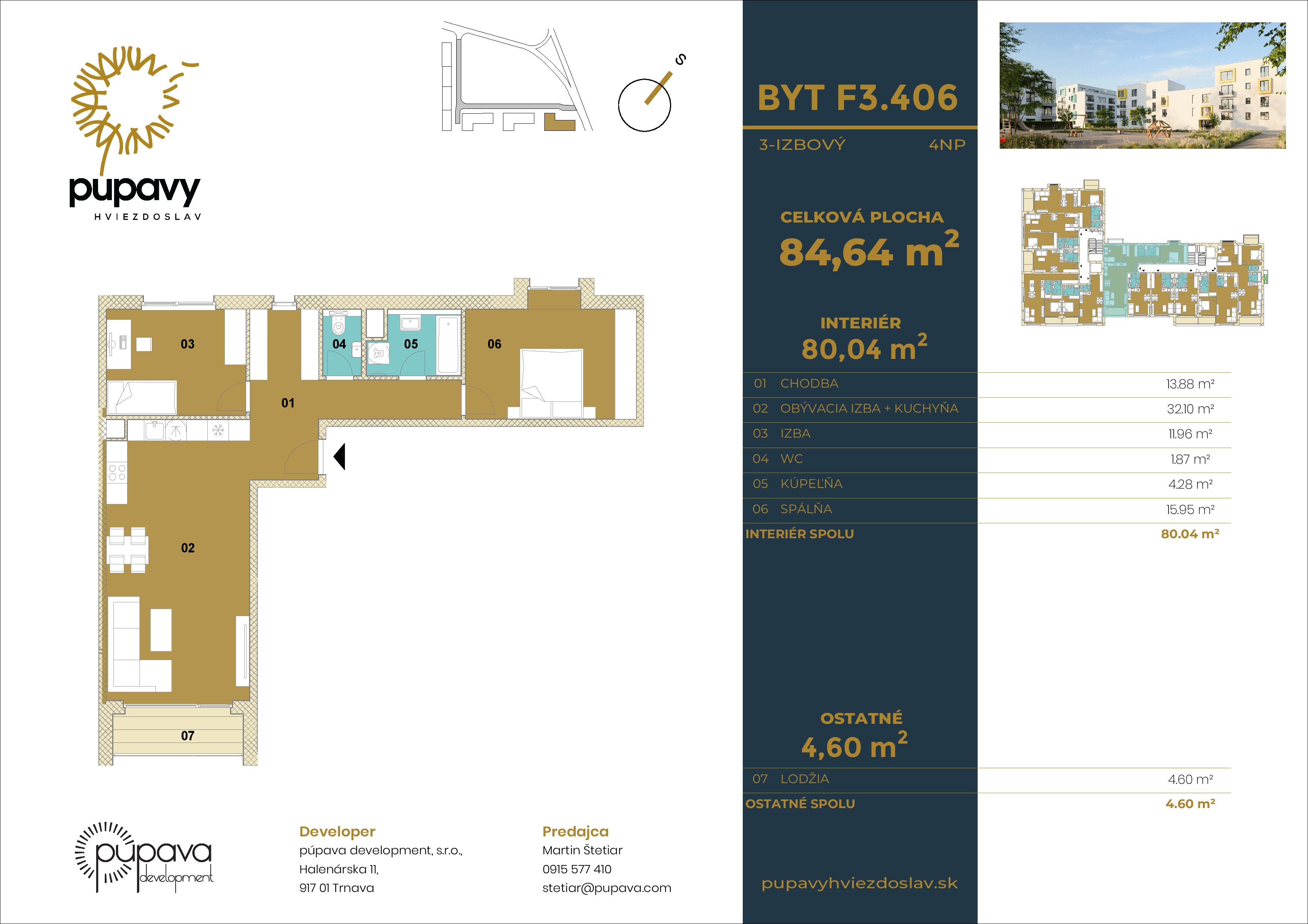 Púpavy Hviezdoslav - F3-406 - Pôdorys
