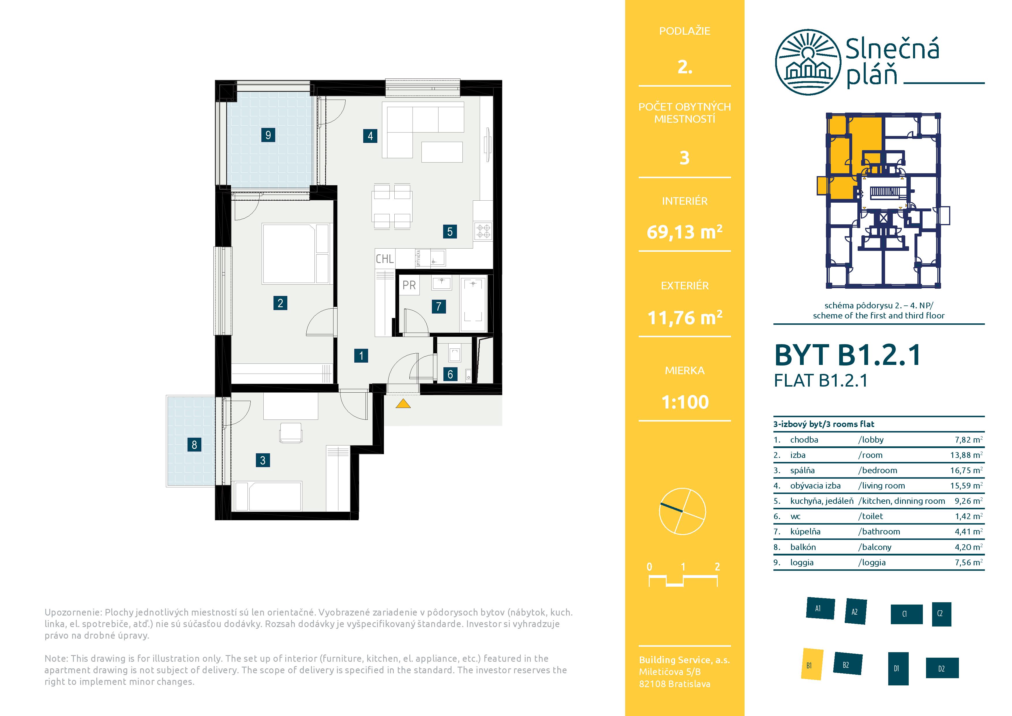 Slnečná pláň - B1.2.1 - Pôdorys