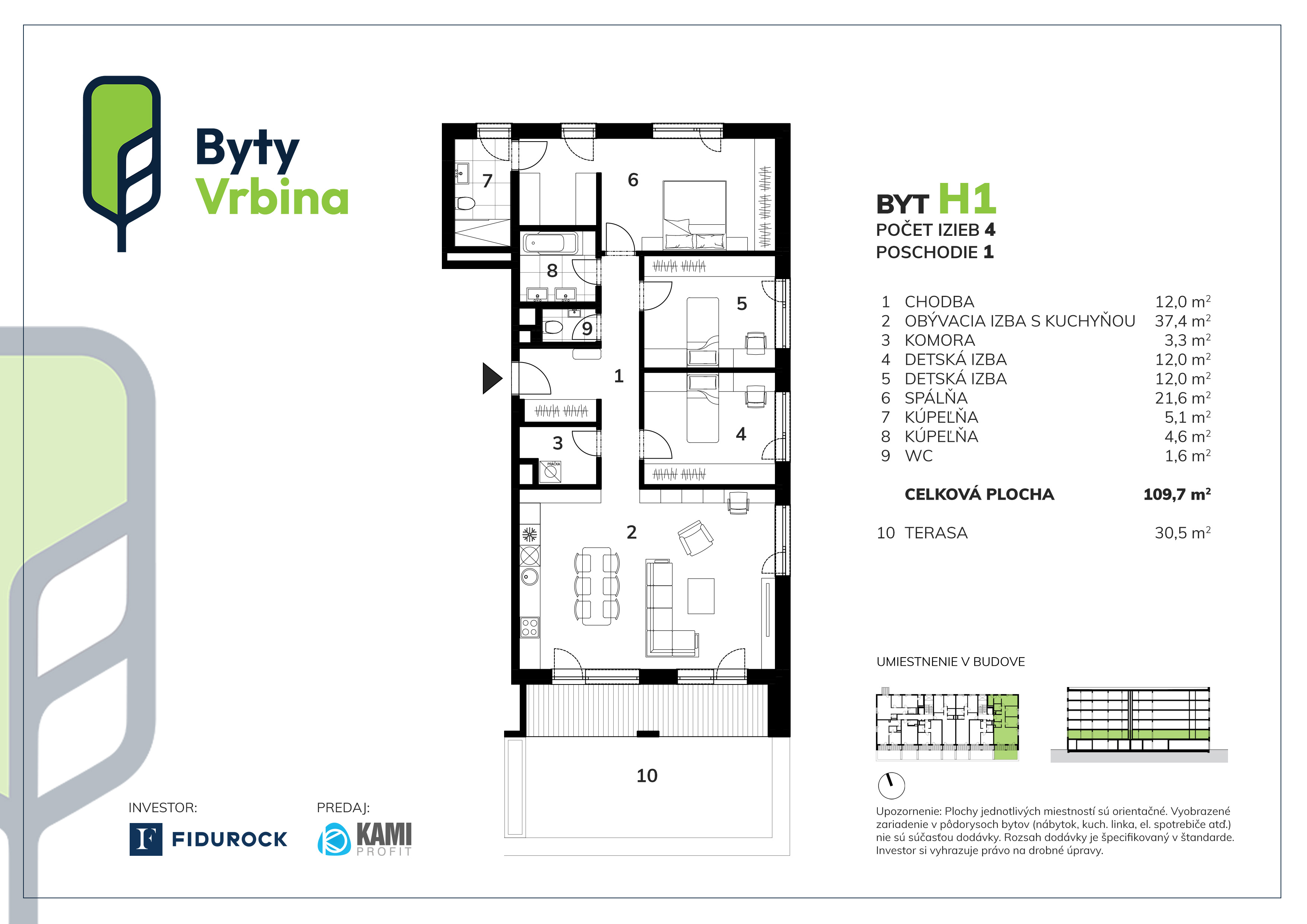 Byty Vrbina - H1 - Pôdorys