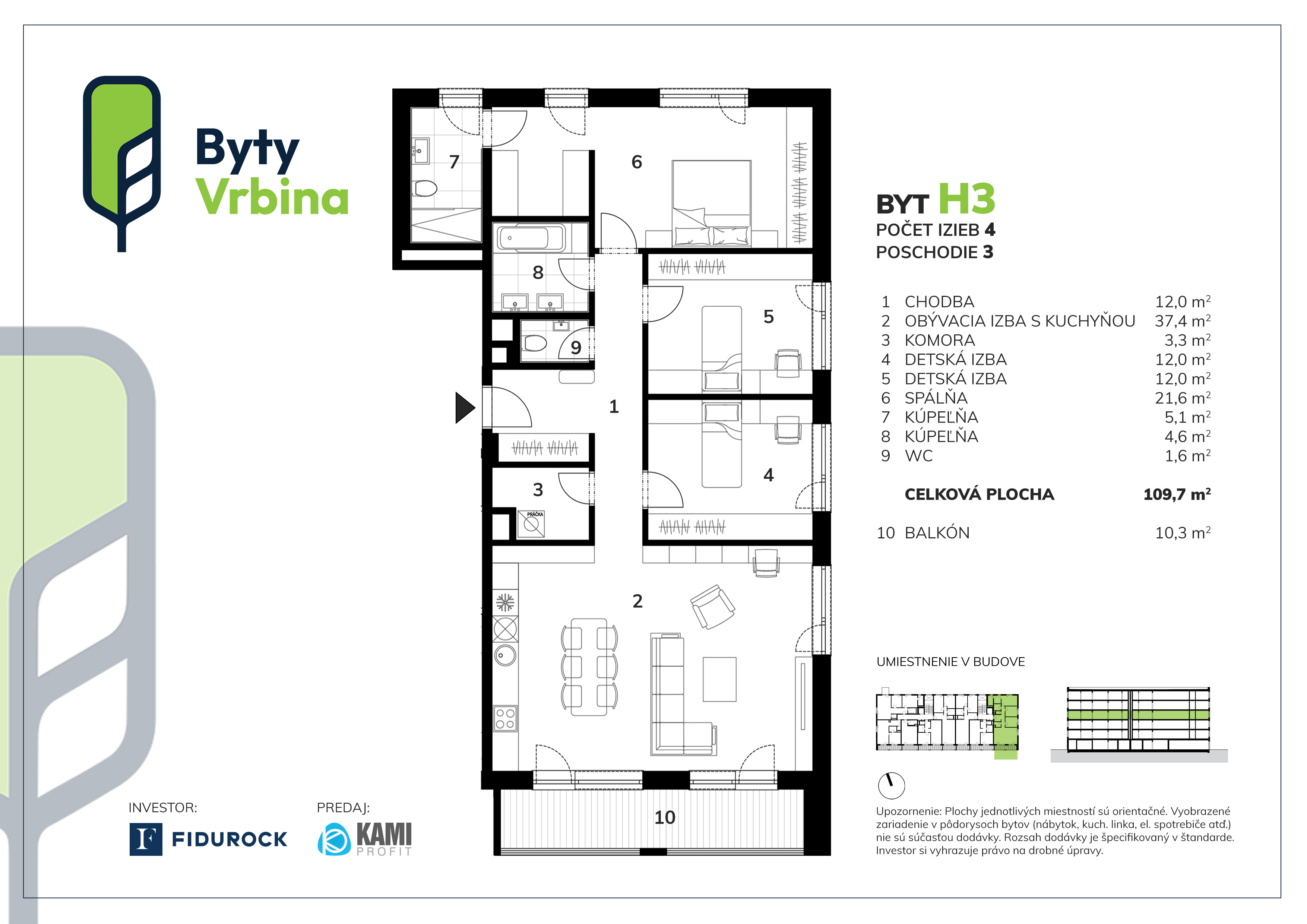Byty Vrbina - H3 - Pôdorys